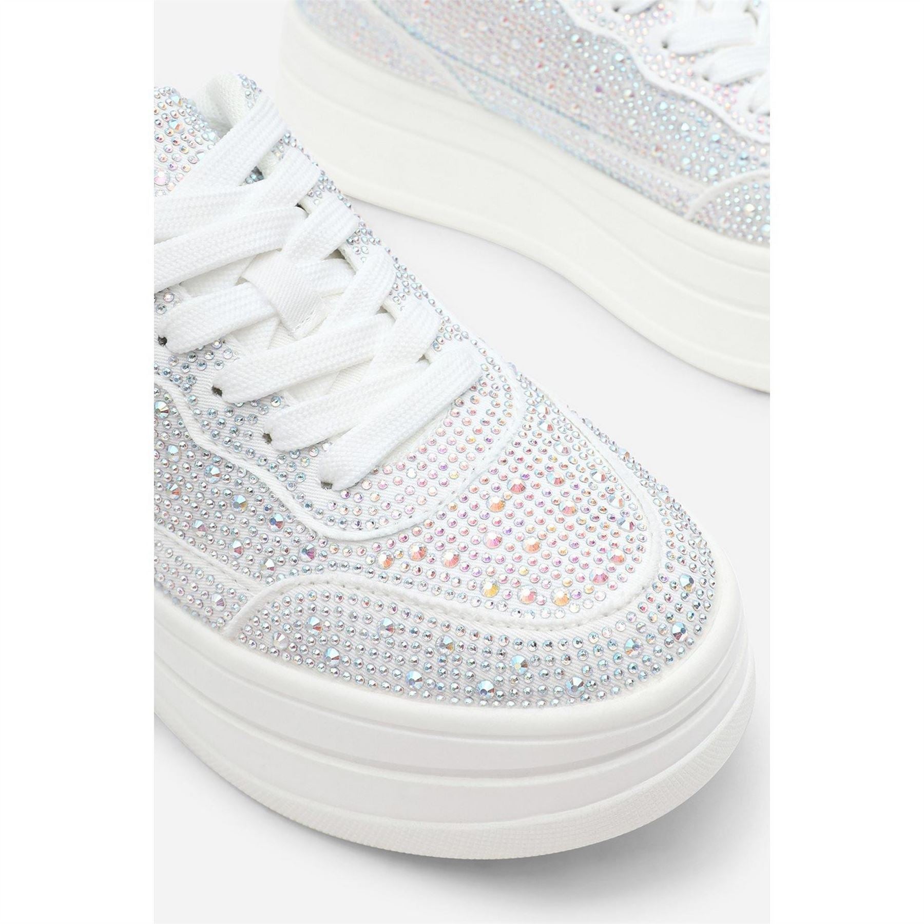 Wheres That From Wedge Lace Up Trainer With Diamante Detail