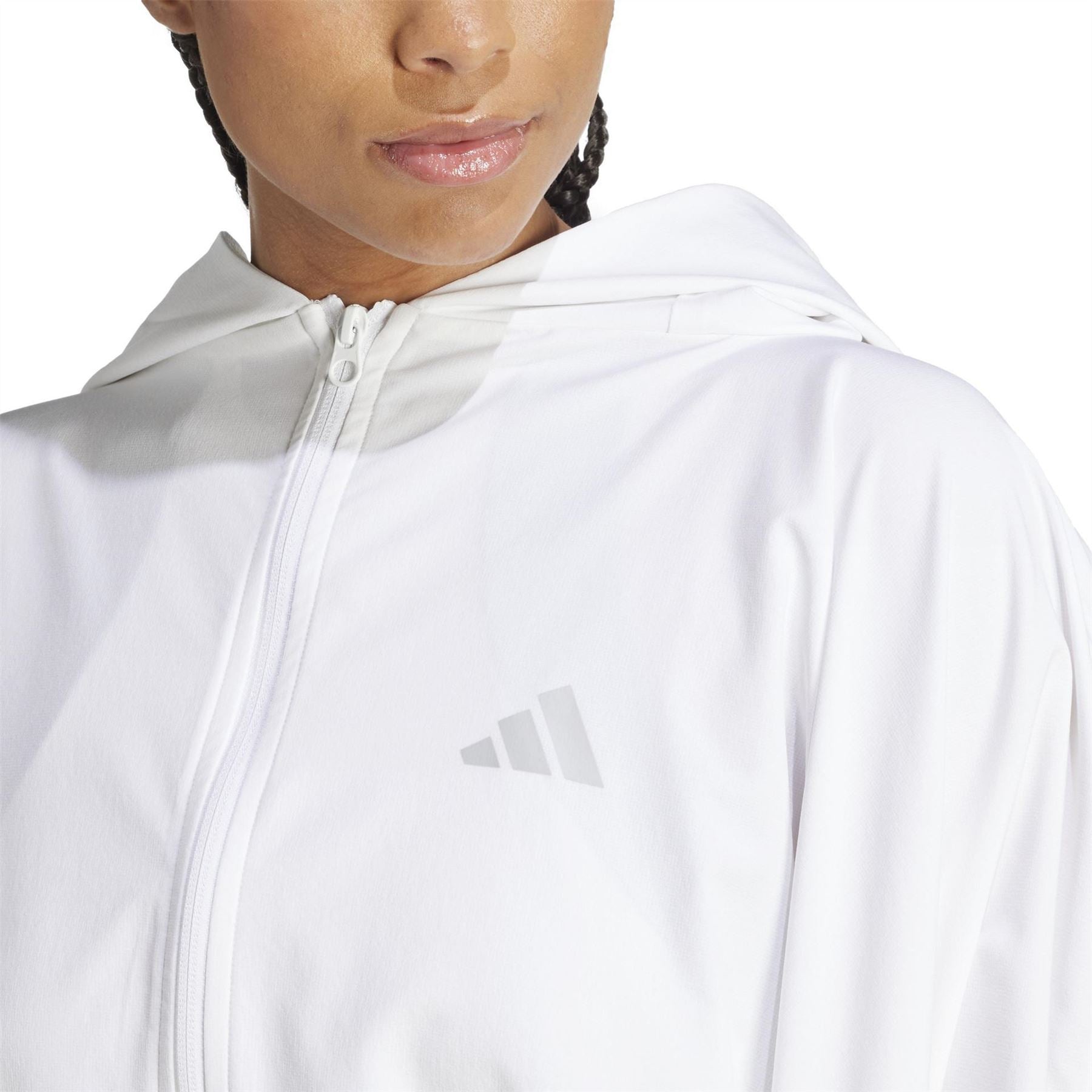 adidas Solid Patterned Drawstring Zipped Pocket Poncho