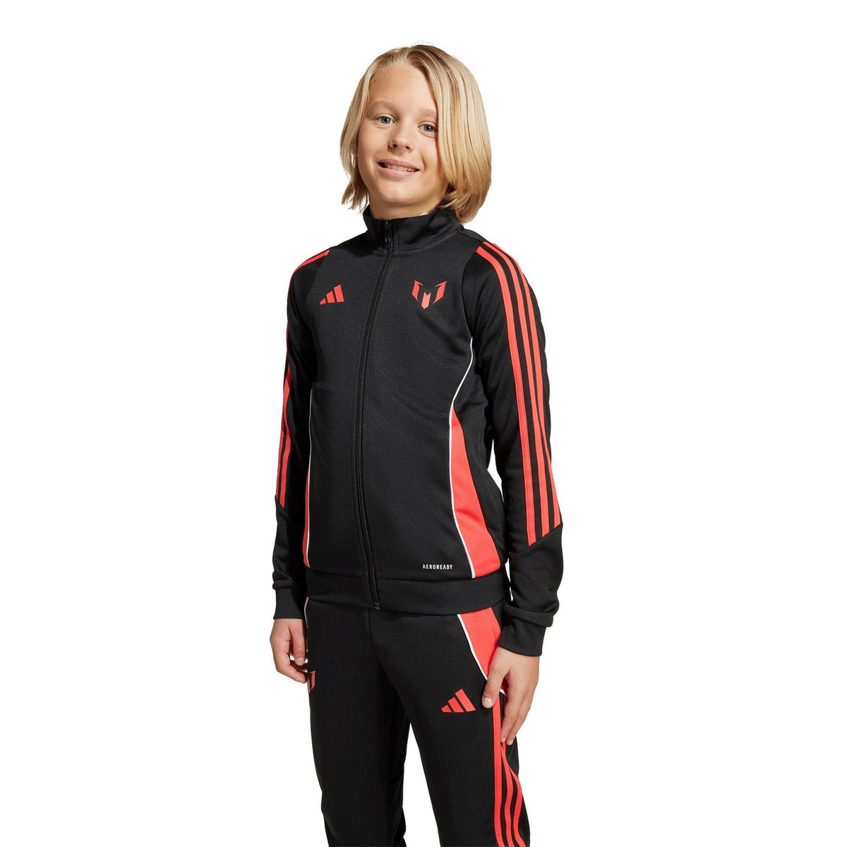 adidas Messi Three Stripes Full Zipper Ribbed Cuff Track Jacket