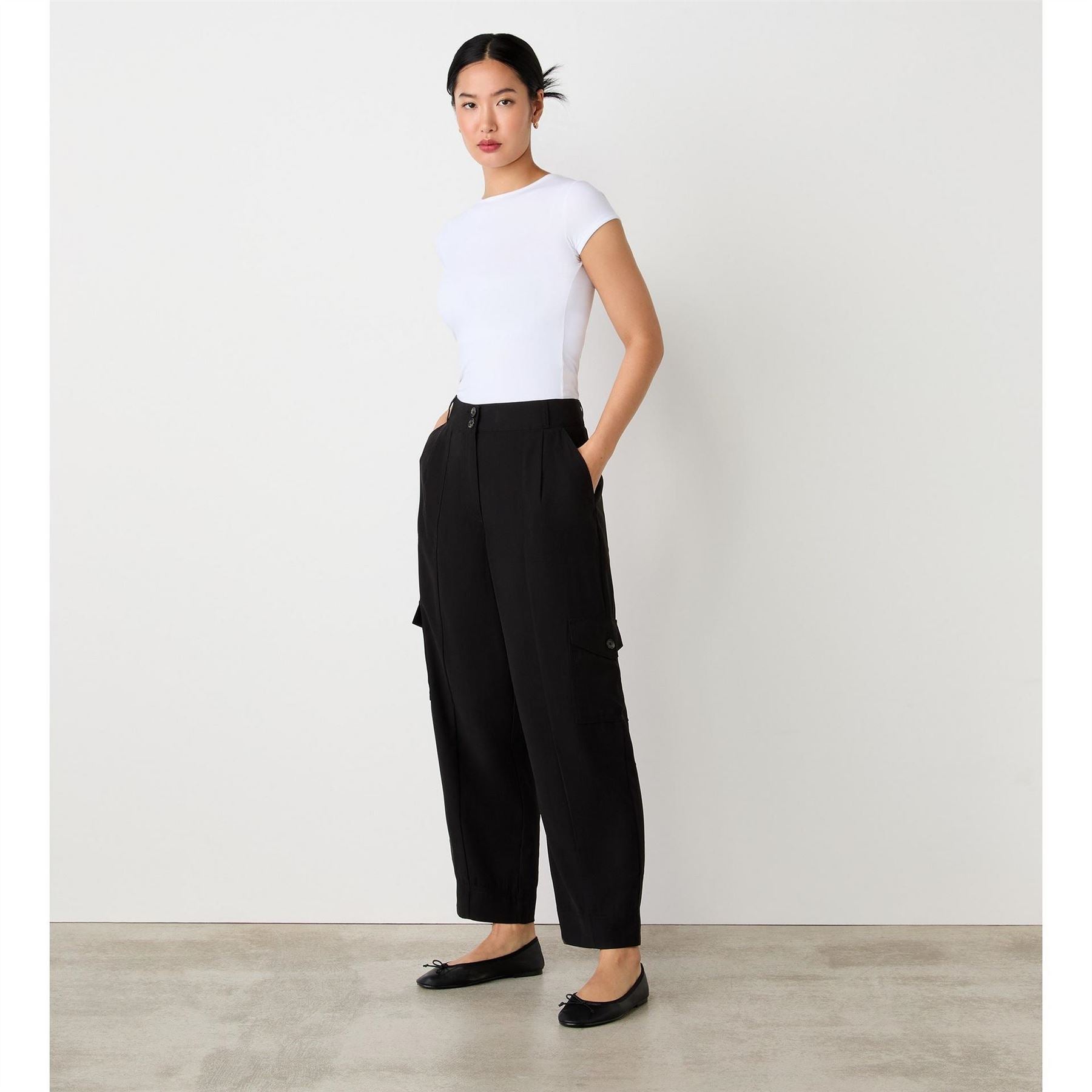 Finery Solid Straight Cargo Trousers