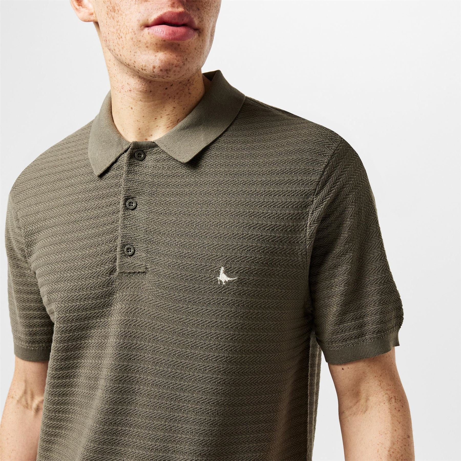 Jack Wills Herringbone Short Sleeve Polo Shirt
