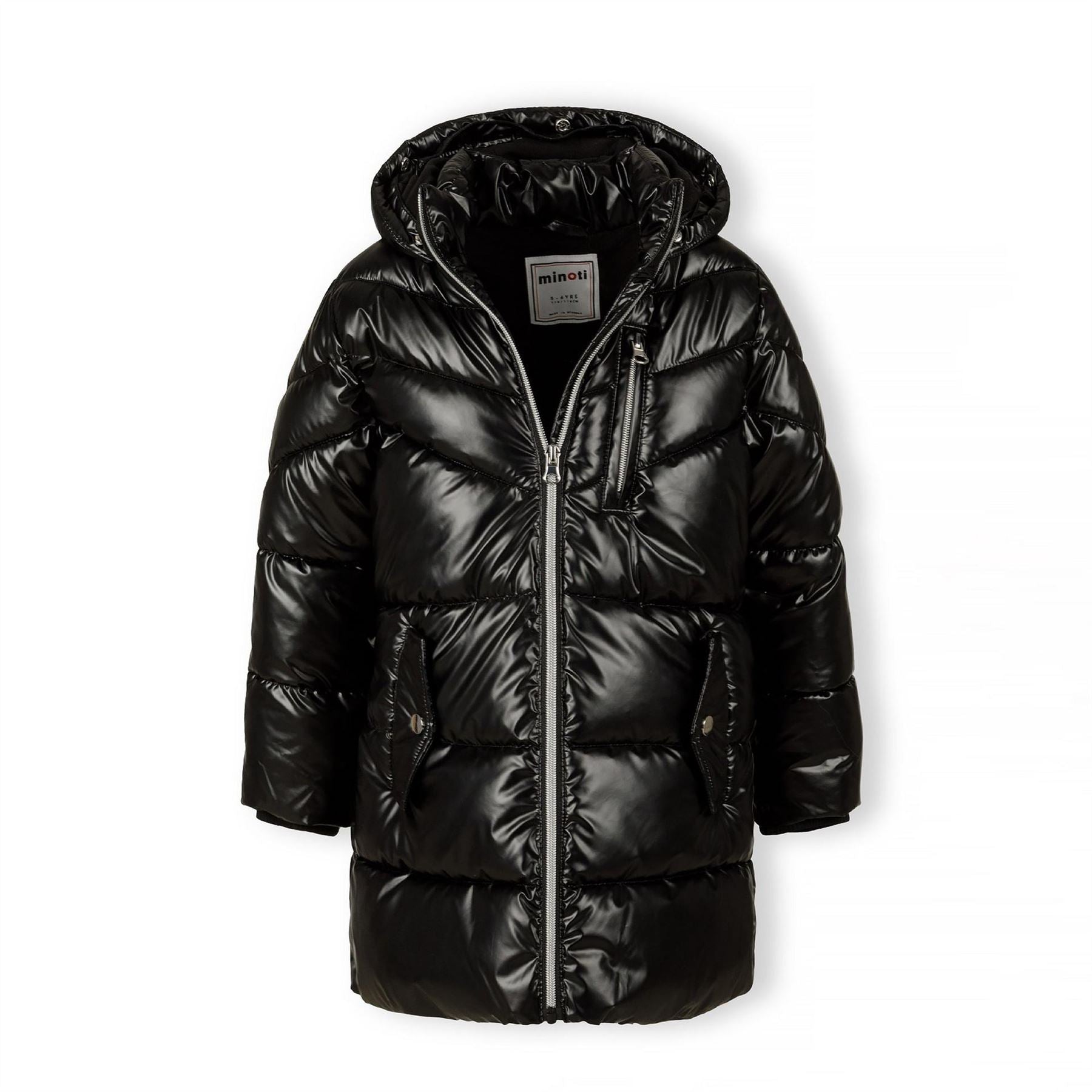 Minoti Girls Winter Coat With Detachable Faux Fur Black
