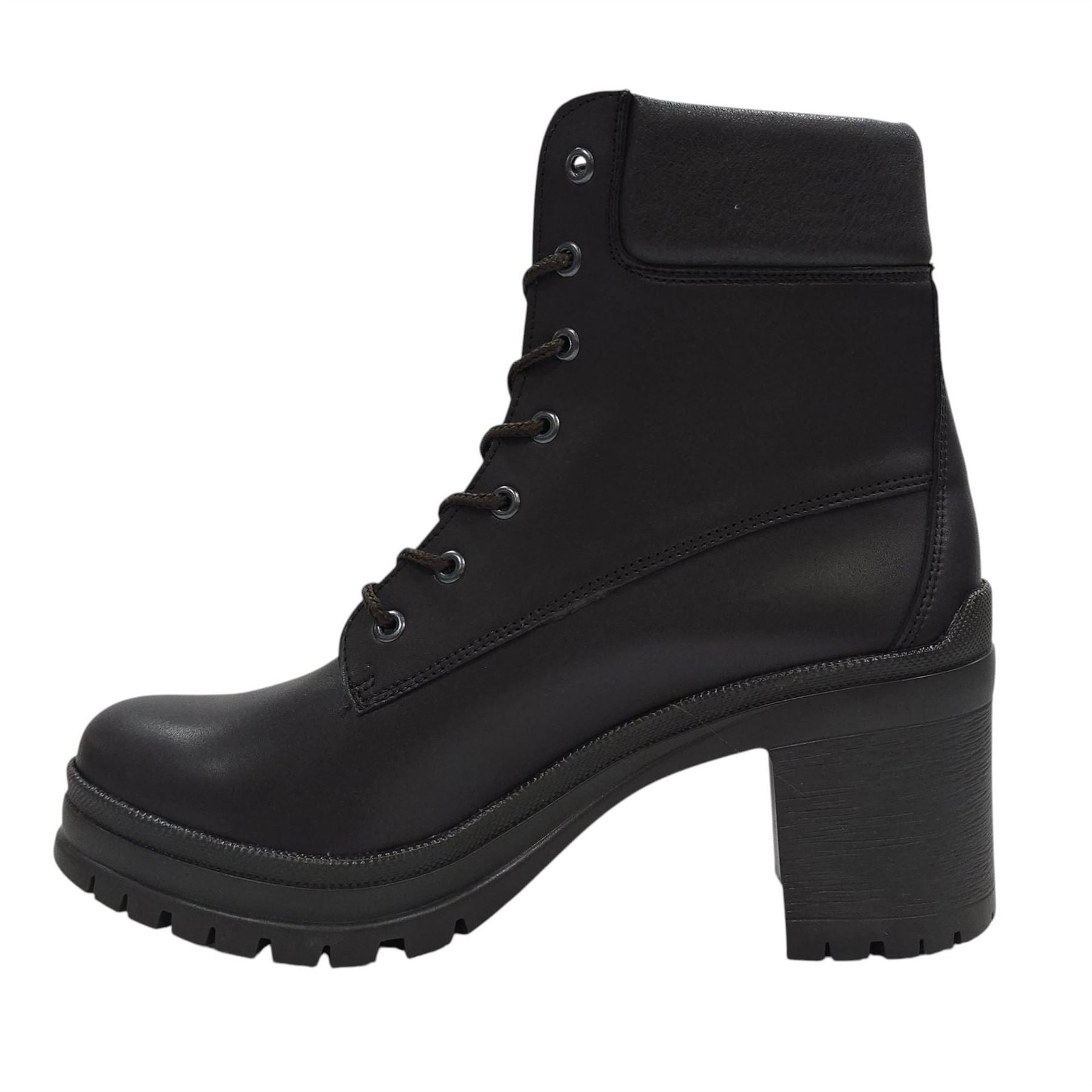Jack Wills Premium Leather Block Heel Lace Up Ankle Boots
