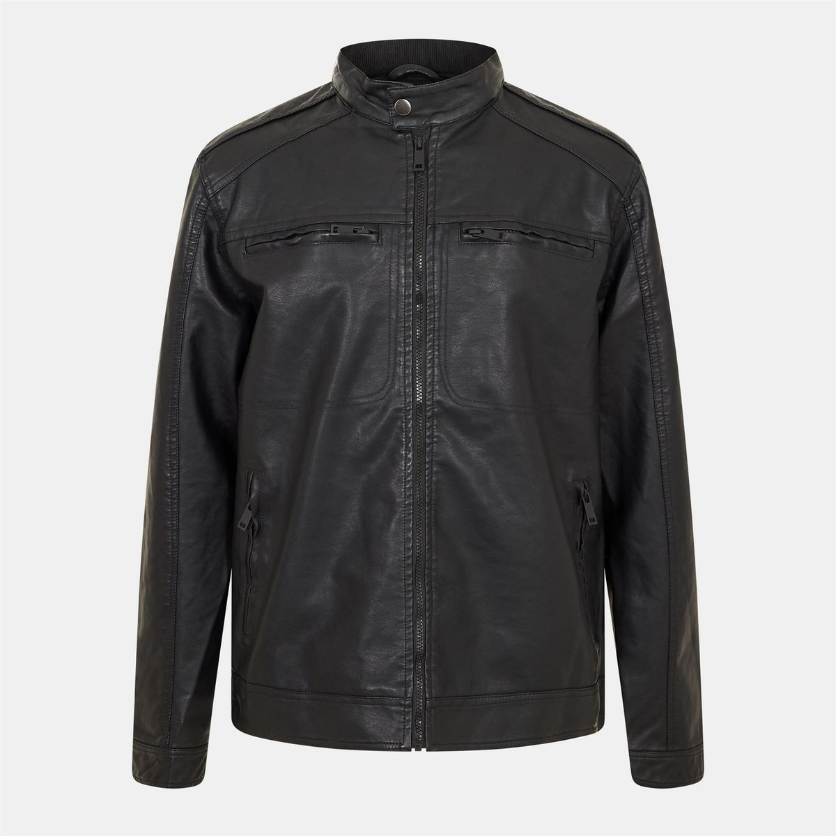 Brave Soul Faux Leather Jacket With Chest Pockets