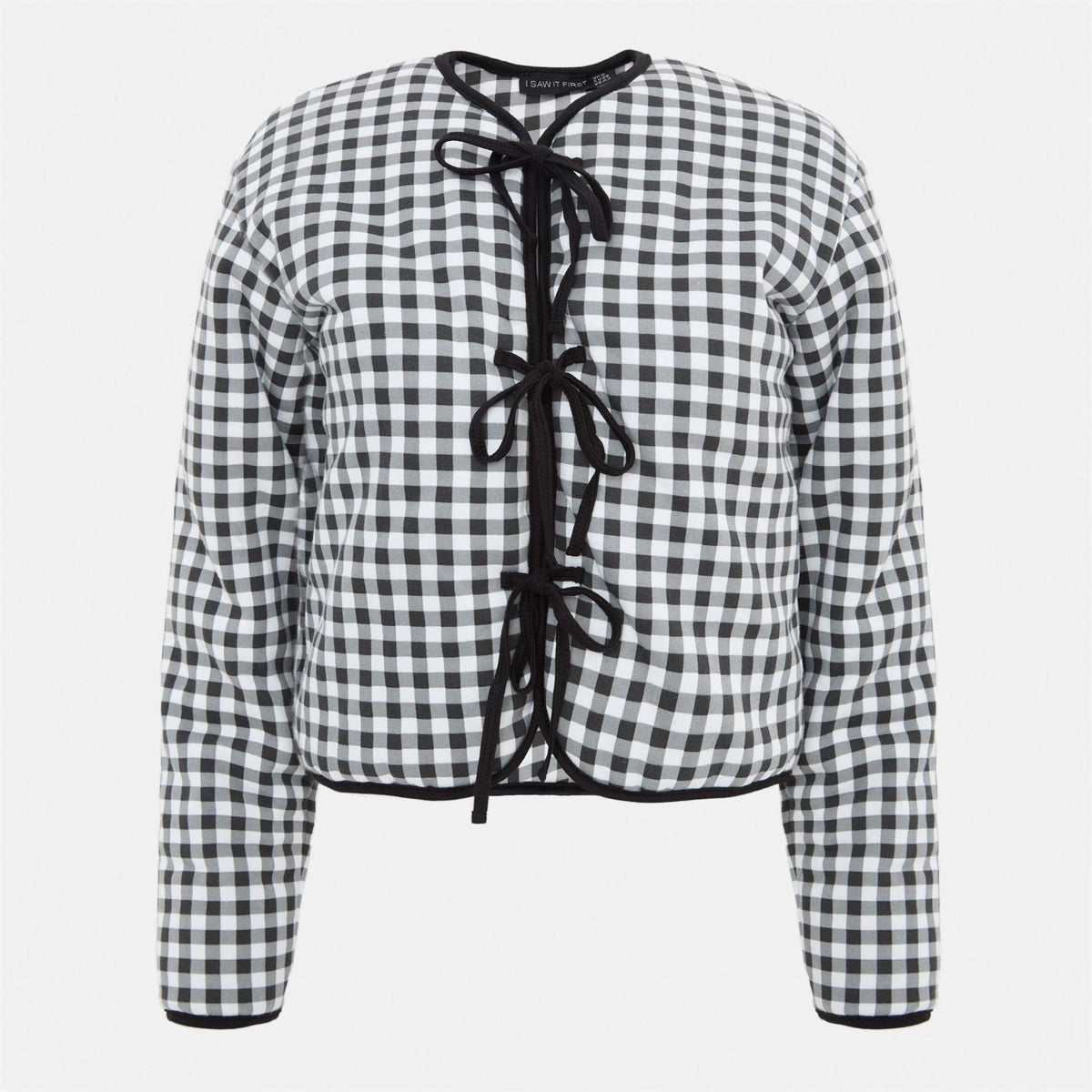 I Saw It First Gingham Tie Detail Long Sleeve Field Jacket