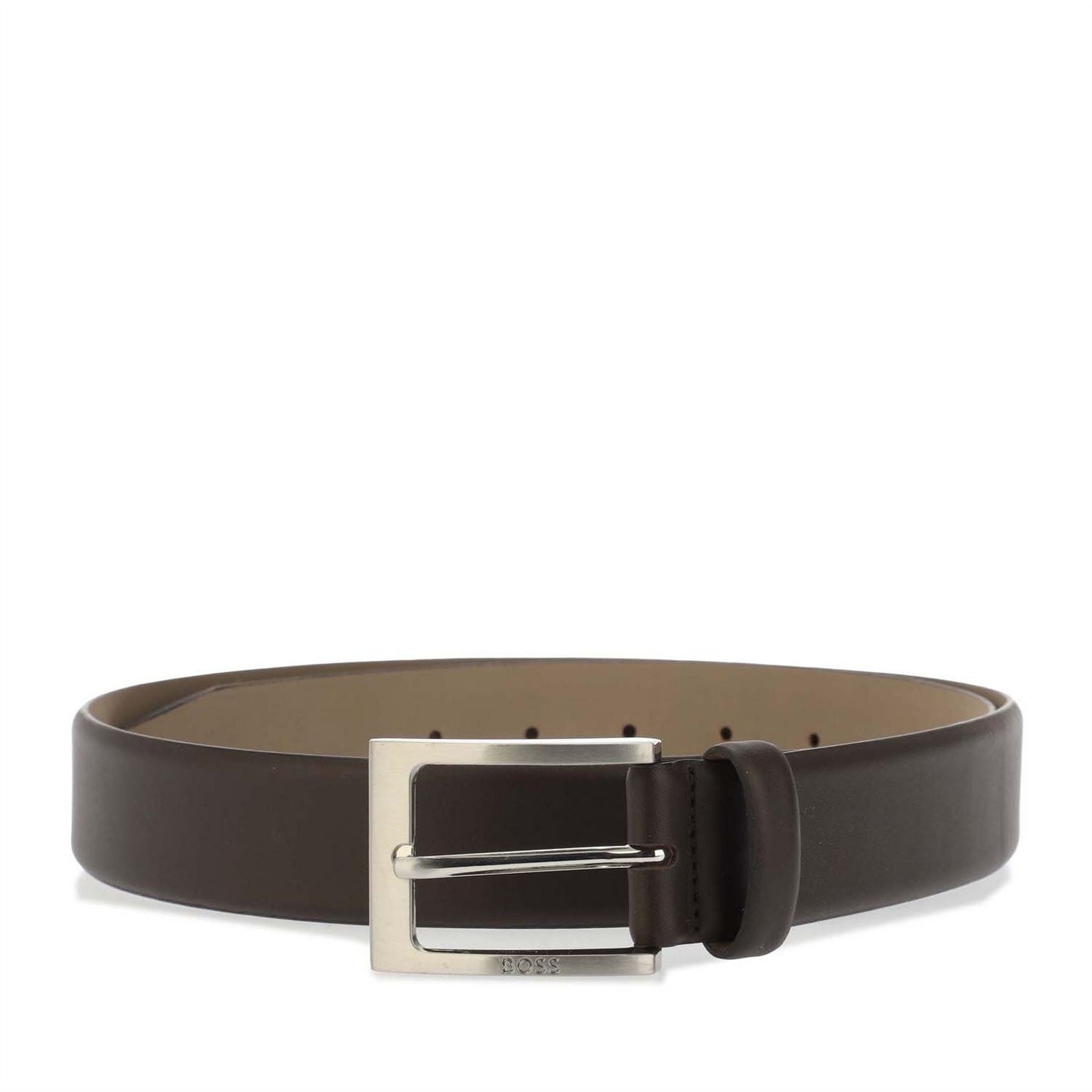 Boss Leather Pin Buckle Belt with Metal Logo