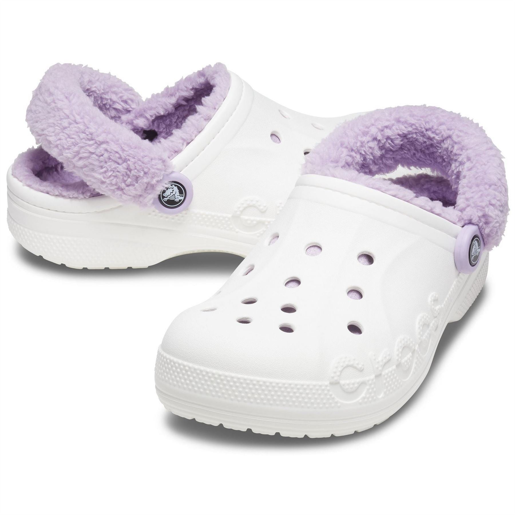 Crocs Baya Lined Fuzz Strap Closed Toe Clogs