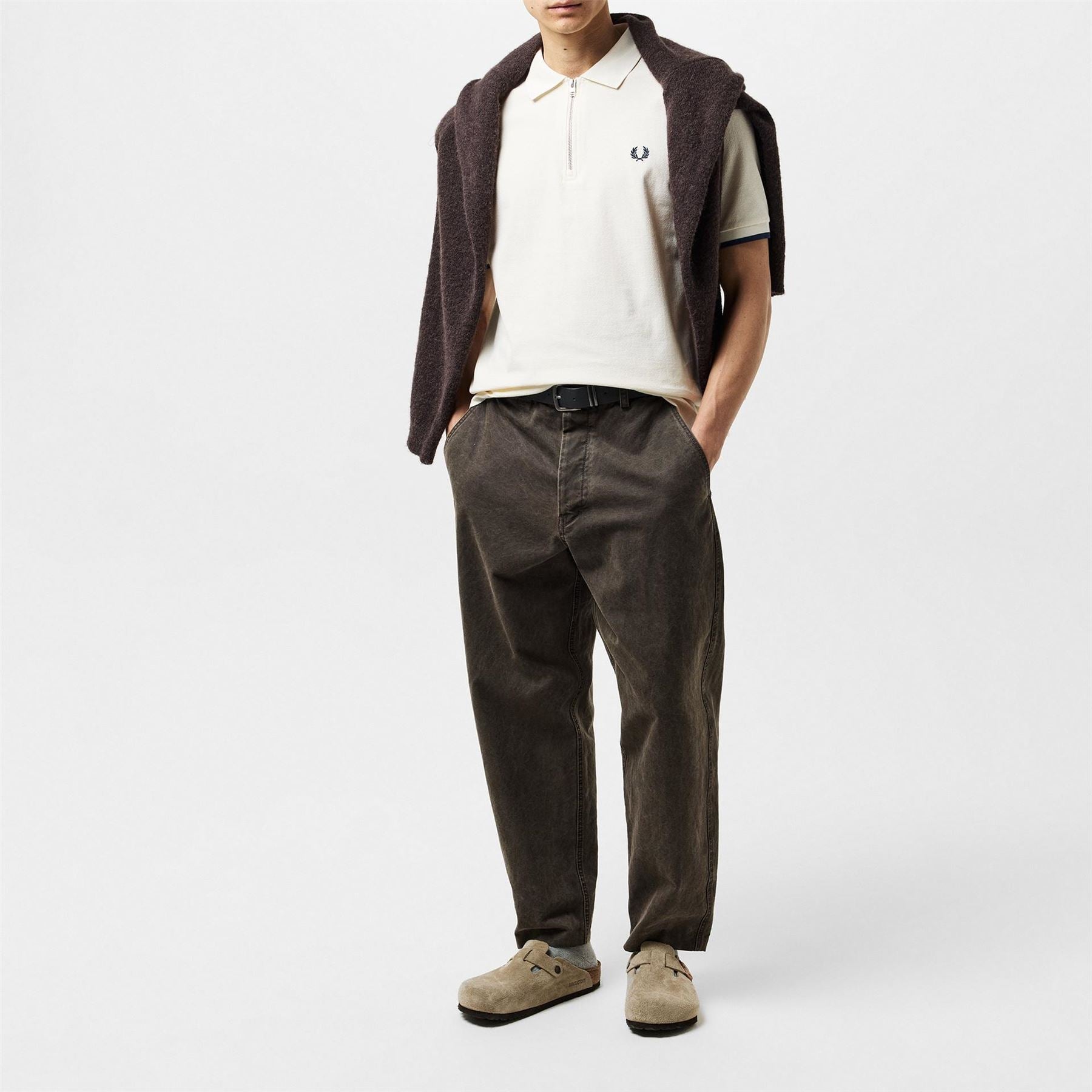 Fred Perry Crepe Zipped Short Sleeve Polo Shirt