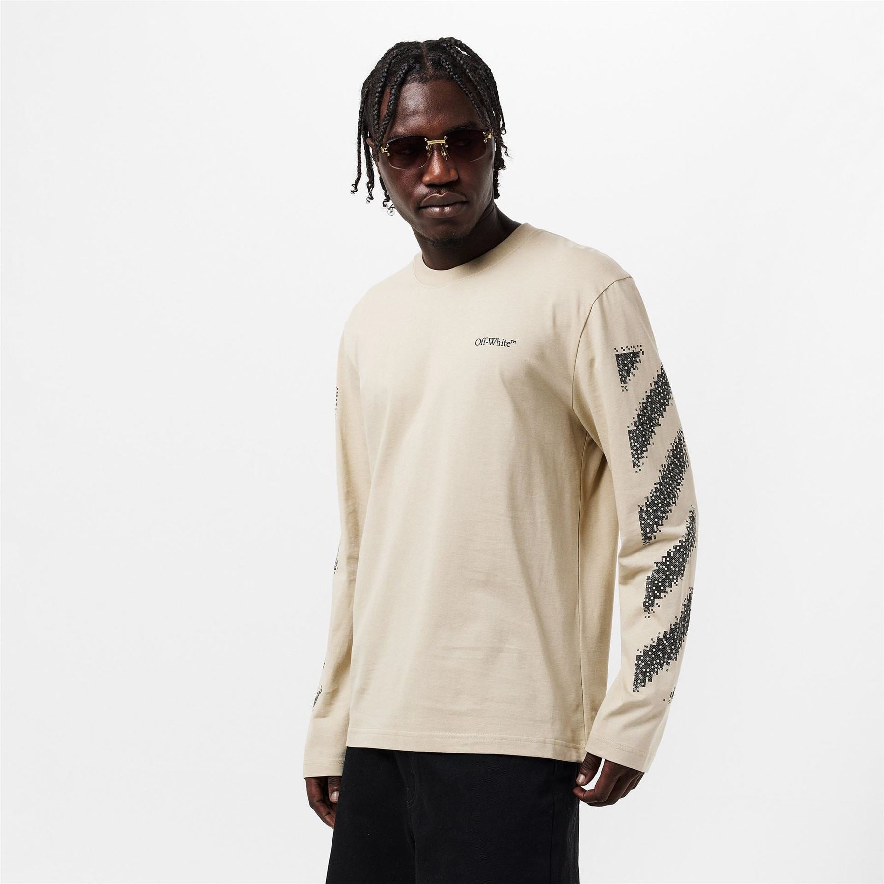 Off White Diag Skate Diagonal Graphic Long Sleeve T-Shirt