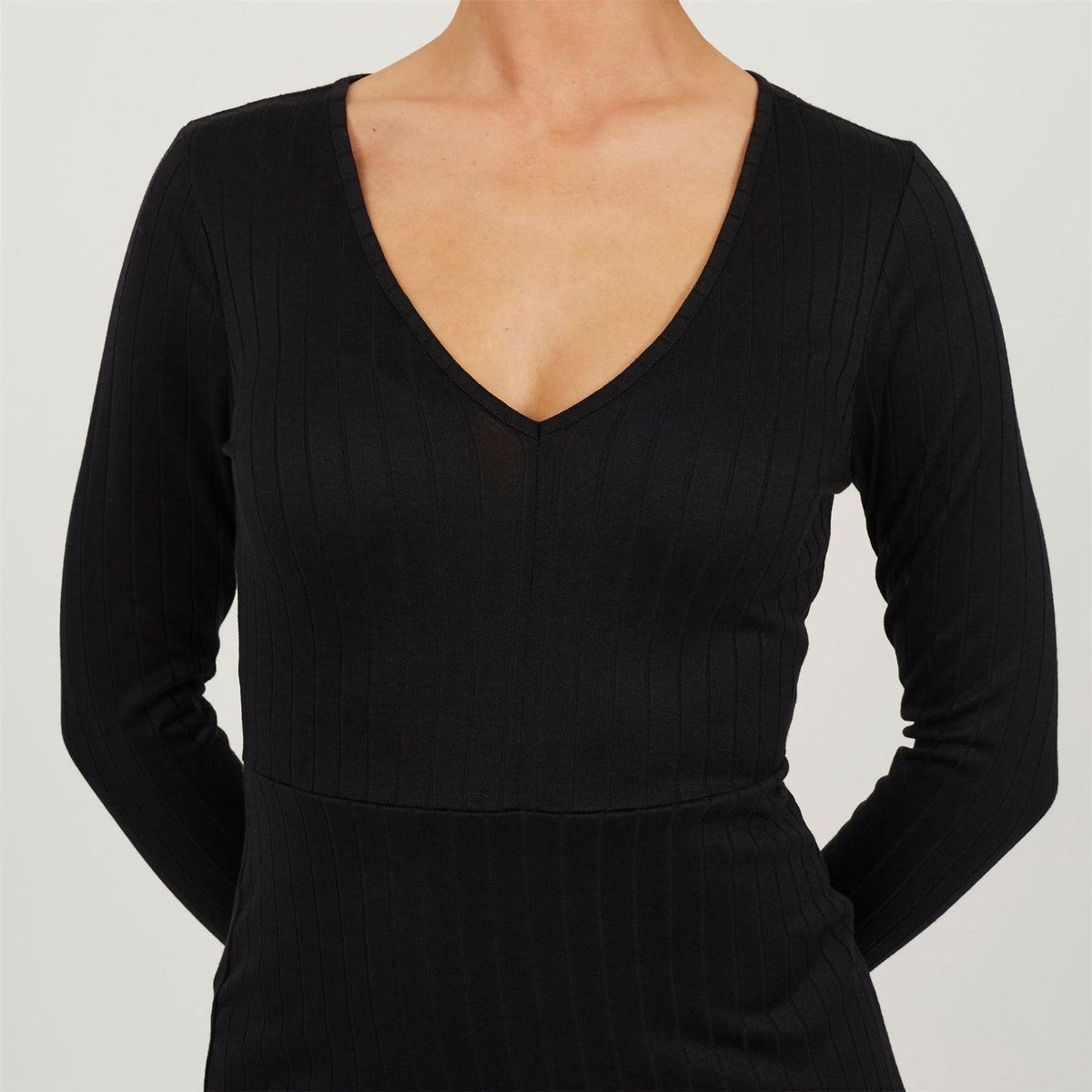 Brave Soul V Neck Long Sleeve Mini Dress