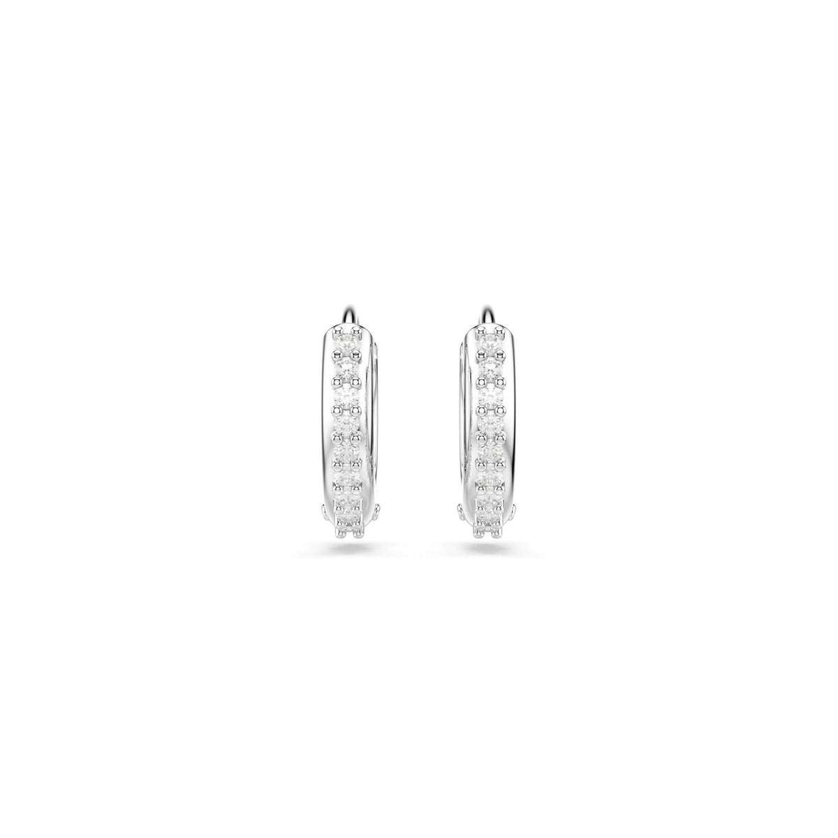 Swarovski Hoop Earrings, Round Cut, White, Rhodium Plated