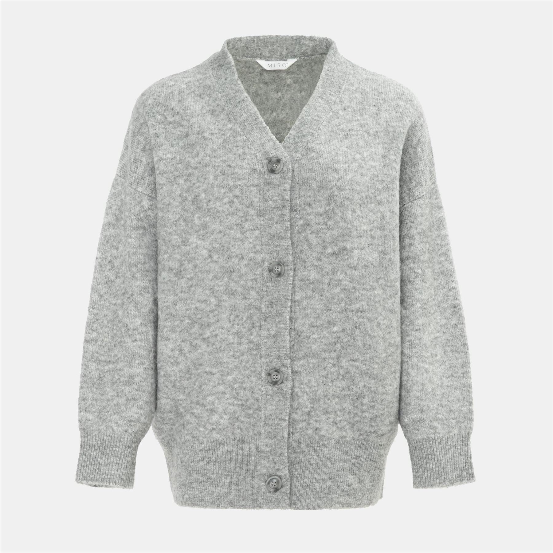 Miso Womens Knit V Neck Button Cardigan