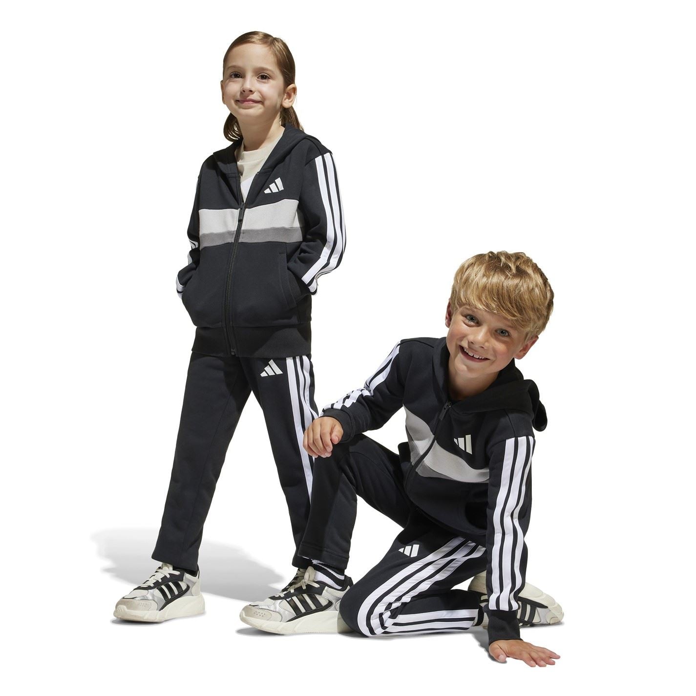 adidas Tiberio 3 Stripes Colorblock Fleece Track Suit Kids
