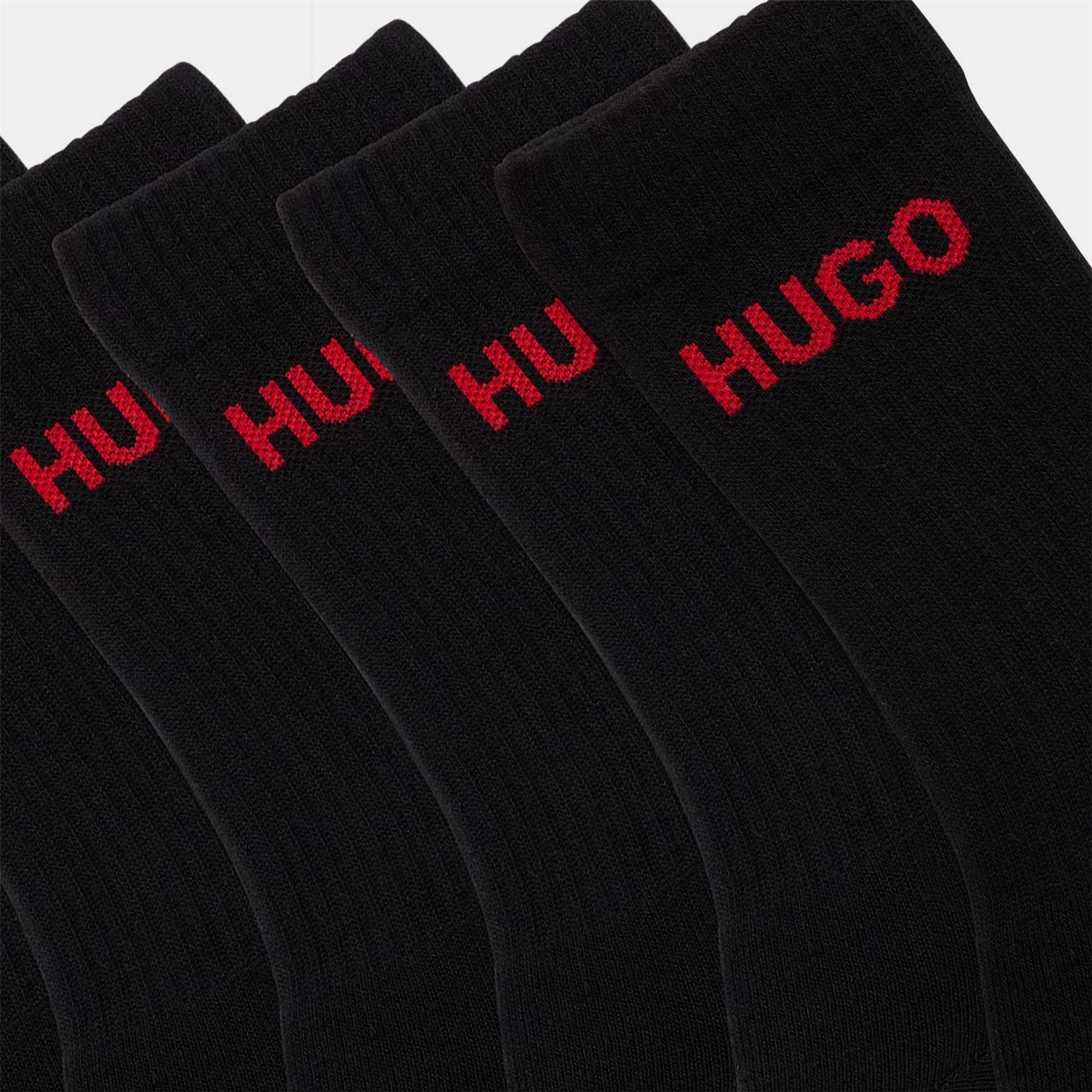 Hugo HUGO Ribbed Logo 6 Pack Crew Socks
