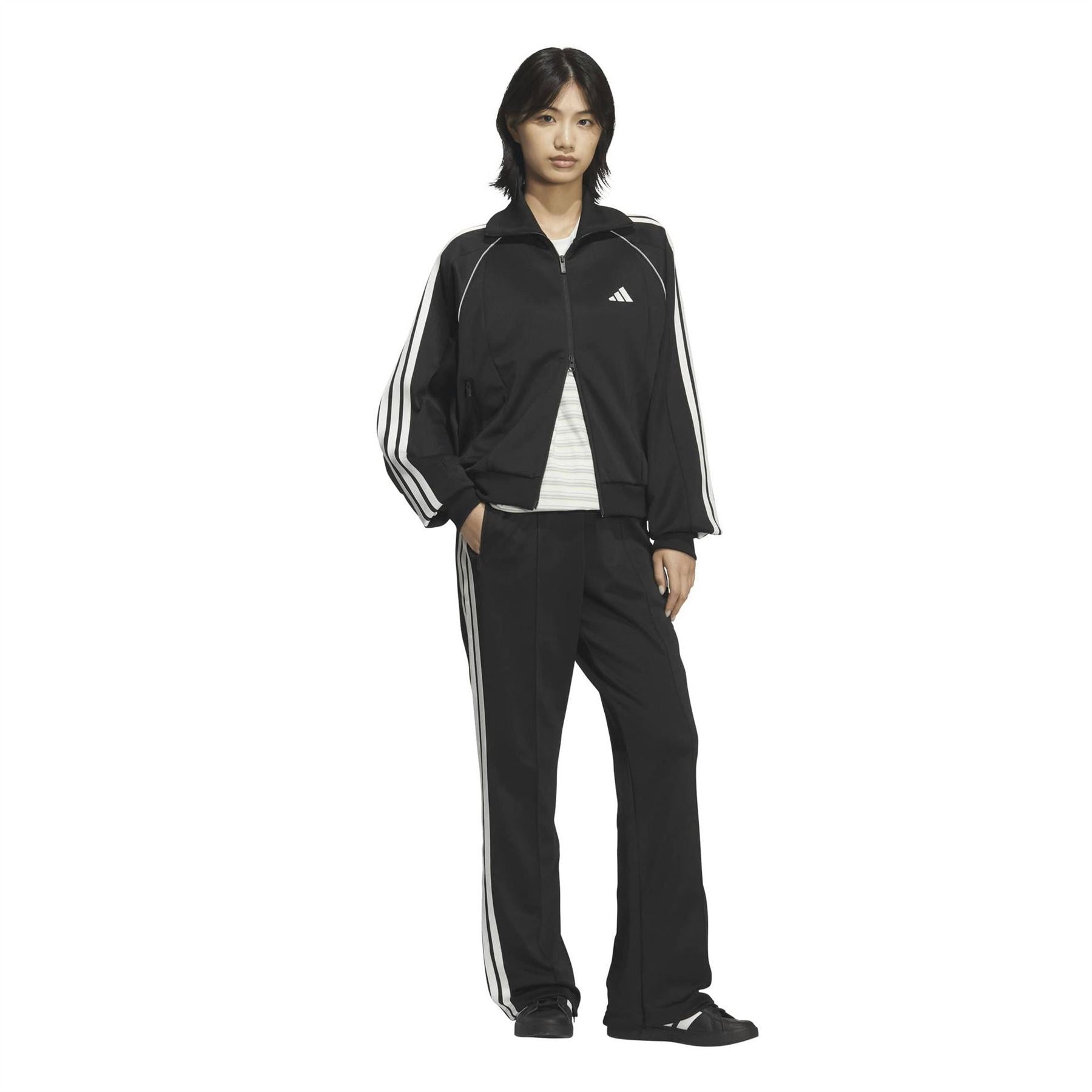 adidas Athletic Funnel Neck High Collar Long Sleeve Top