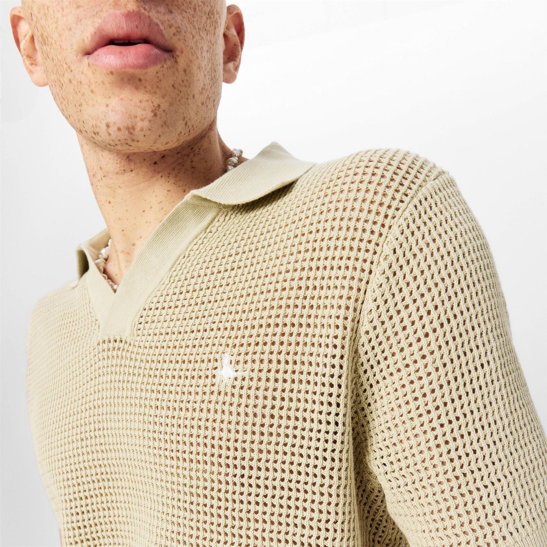 Jack Wills Open Knit Short Sleeve Polo Shirt