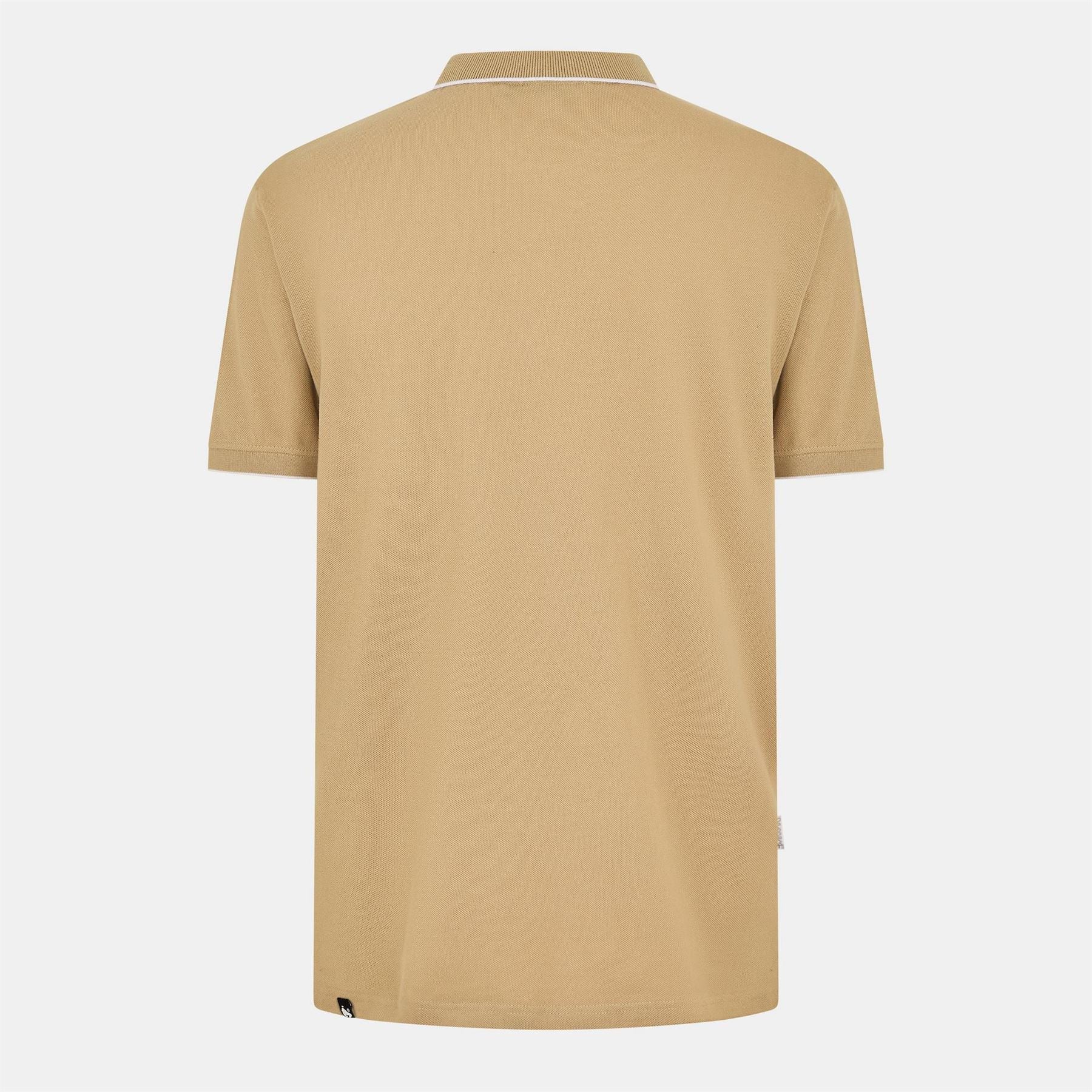 Money Logo Print Collared Neck Short Sleeve Polo Shirt