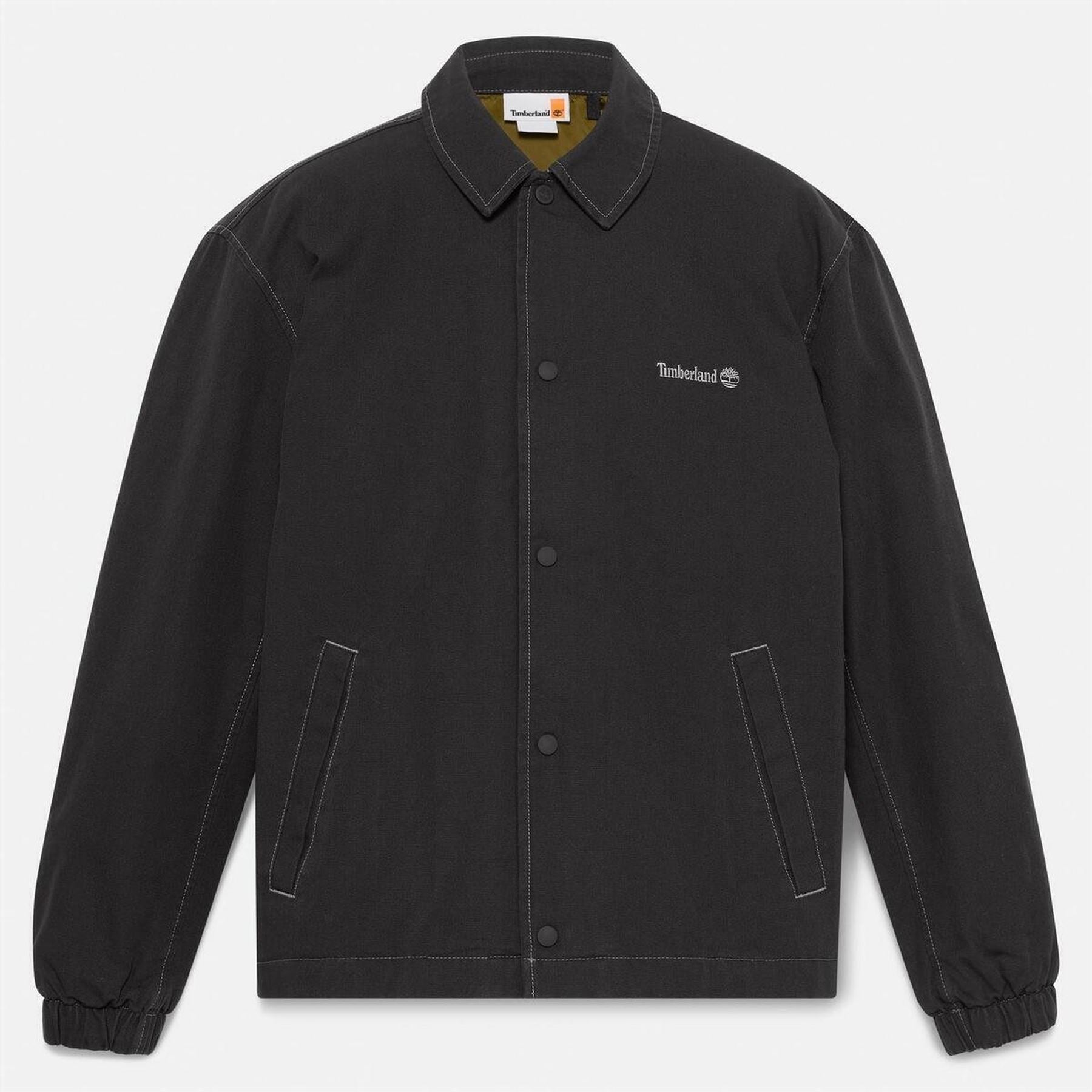 Timberland Coach Solid Patterned Snap Button Slant Pocket Overshirt