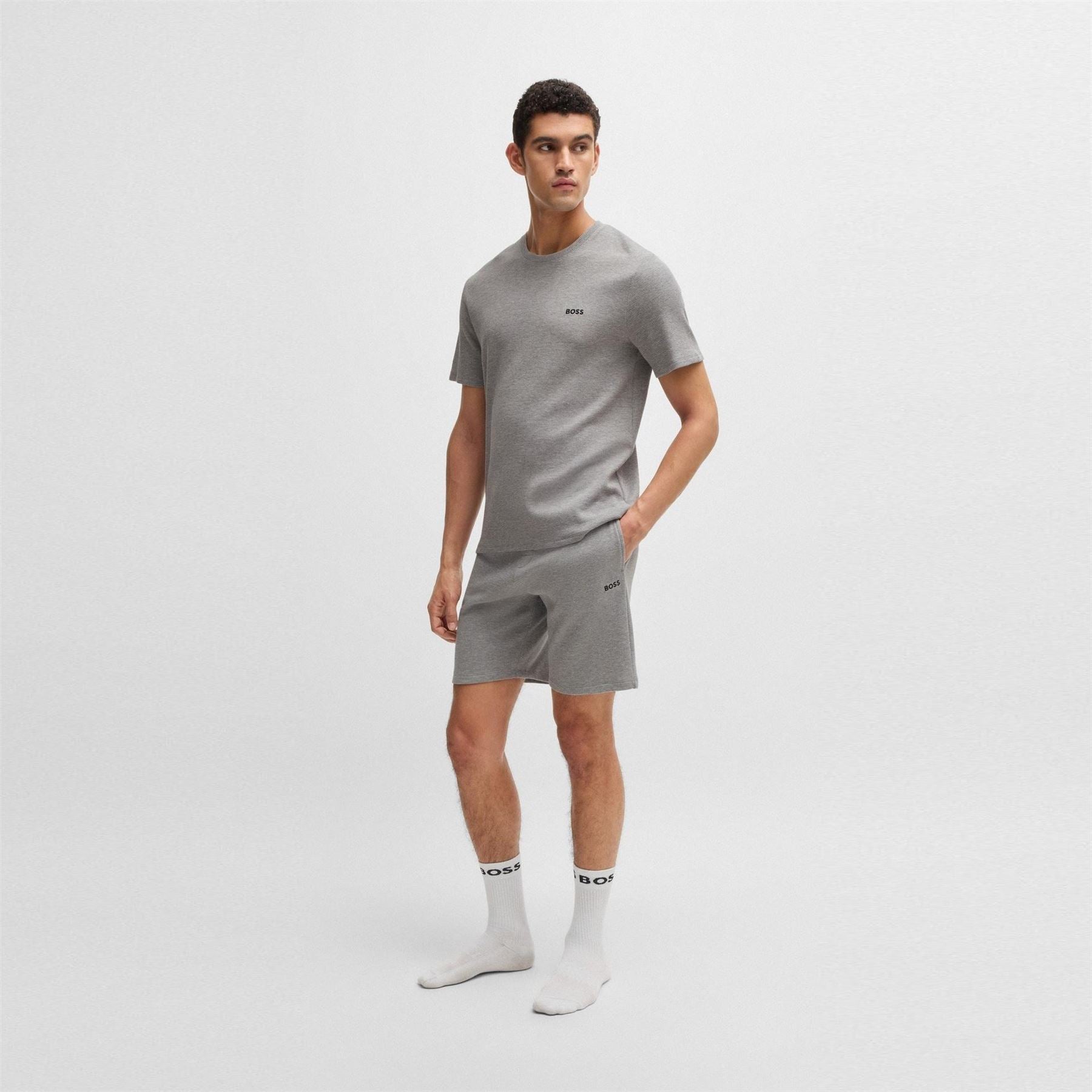 Boss BOSS Bodywear Waffle T Shirt with Structured Design