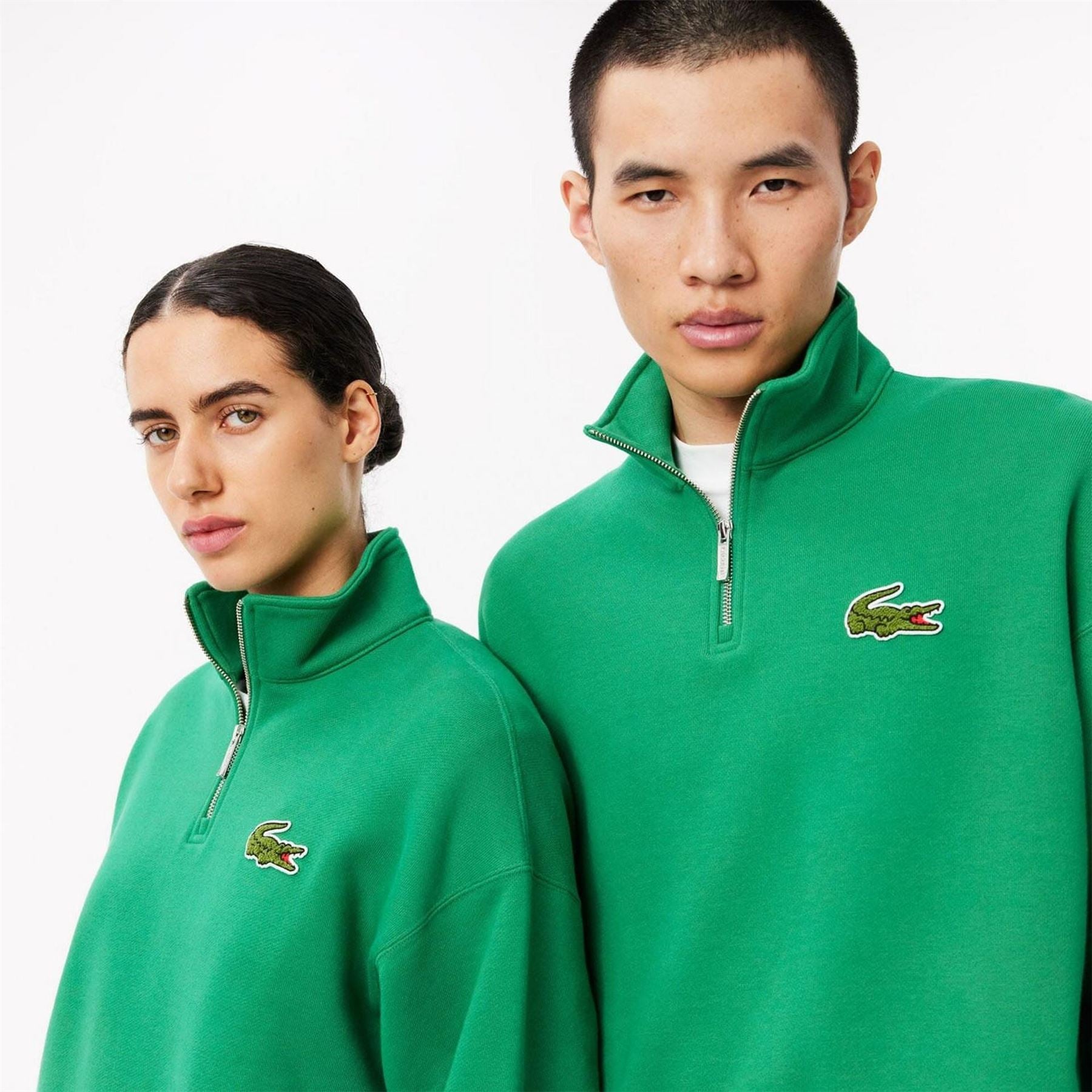 Lacoste Fit Zip Neck Badge Accent Sweatshirt