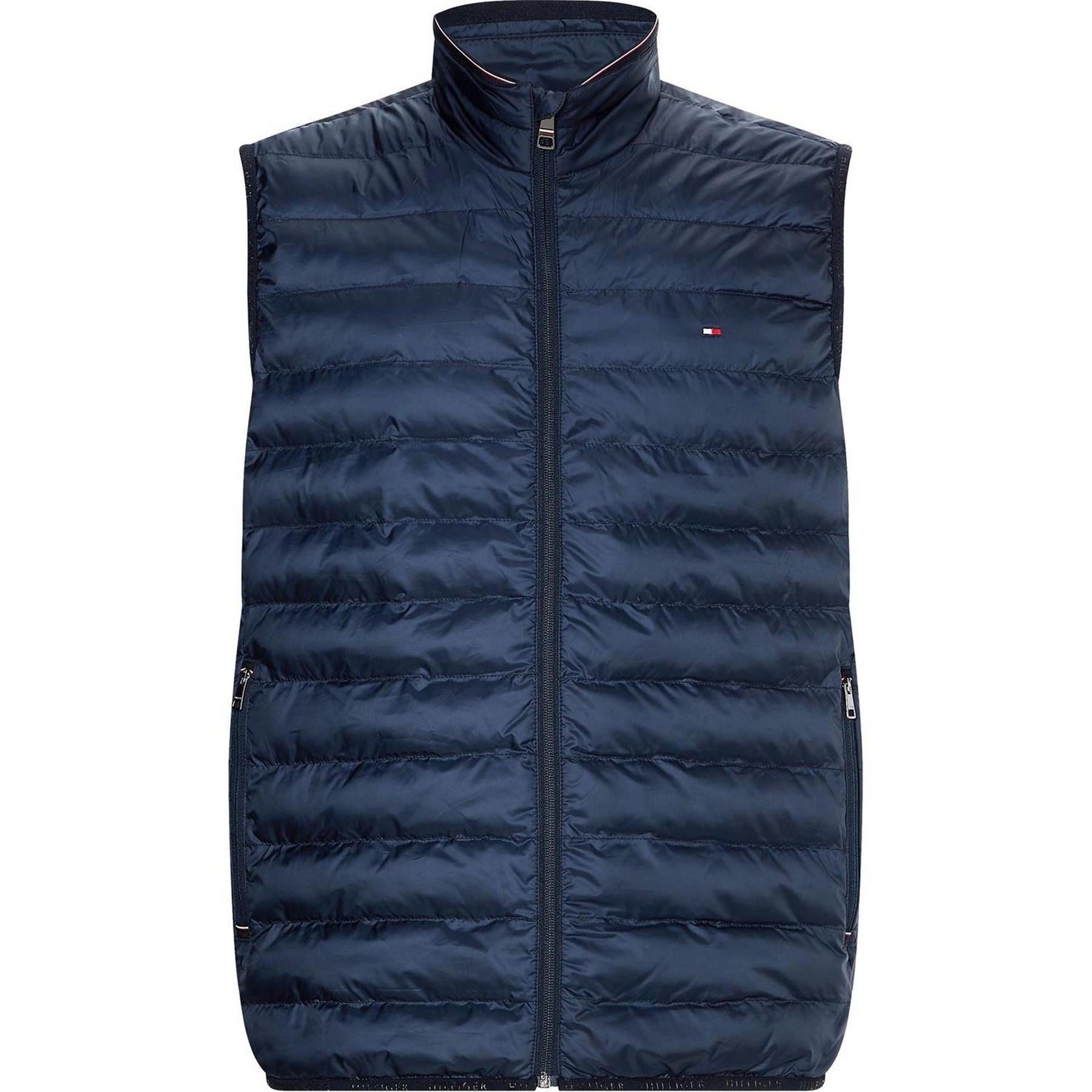 Tommy Hilfiger Duck Down Sleeveless Funnel Neck Zip Short Puffer Jacket