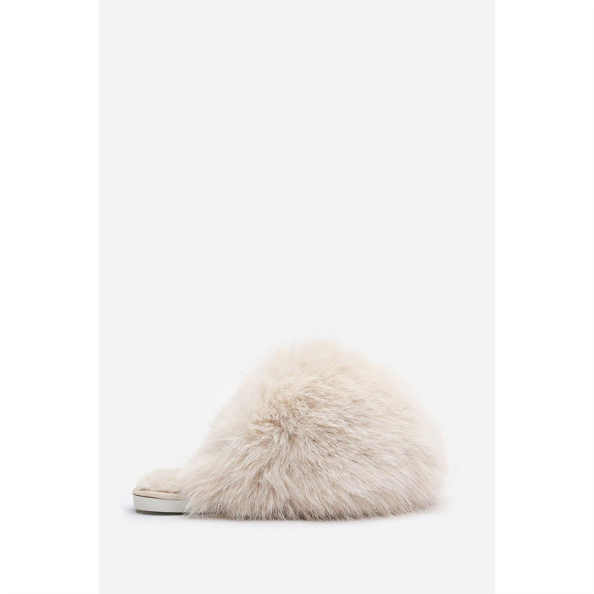 Wheres That From Ultimate Fluffy Beige Faux Fur Mule Slippers