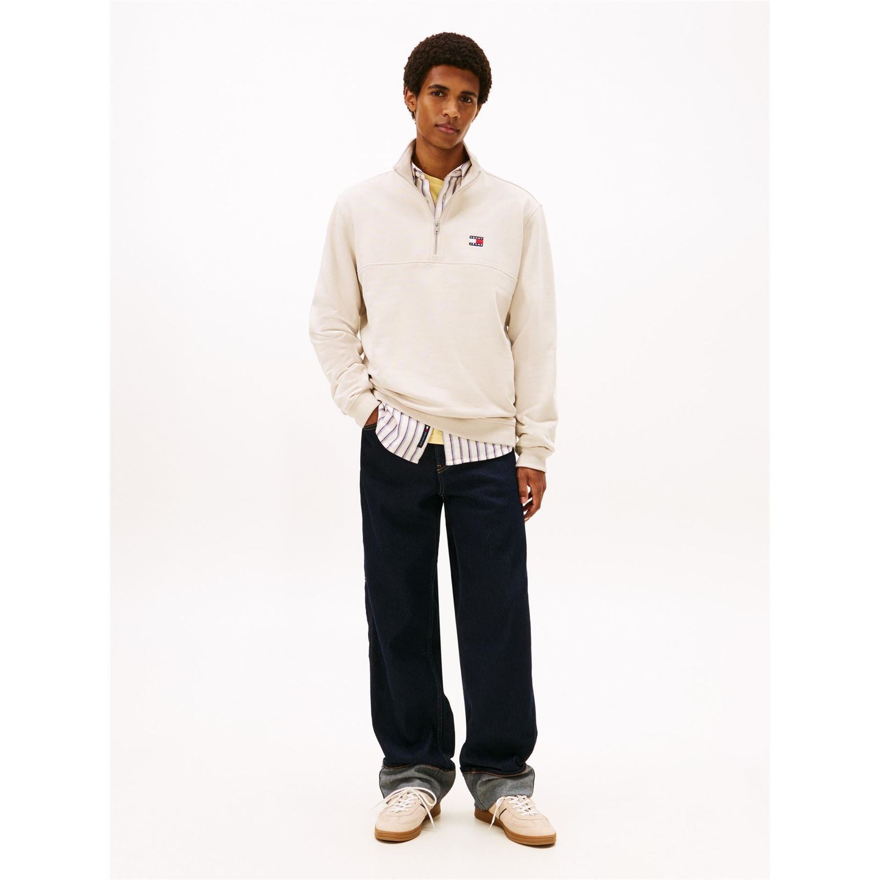 Tommy Jeans Lacoste Lettering Zip Neck Long Sleeve Sweatshirt