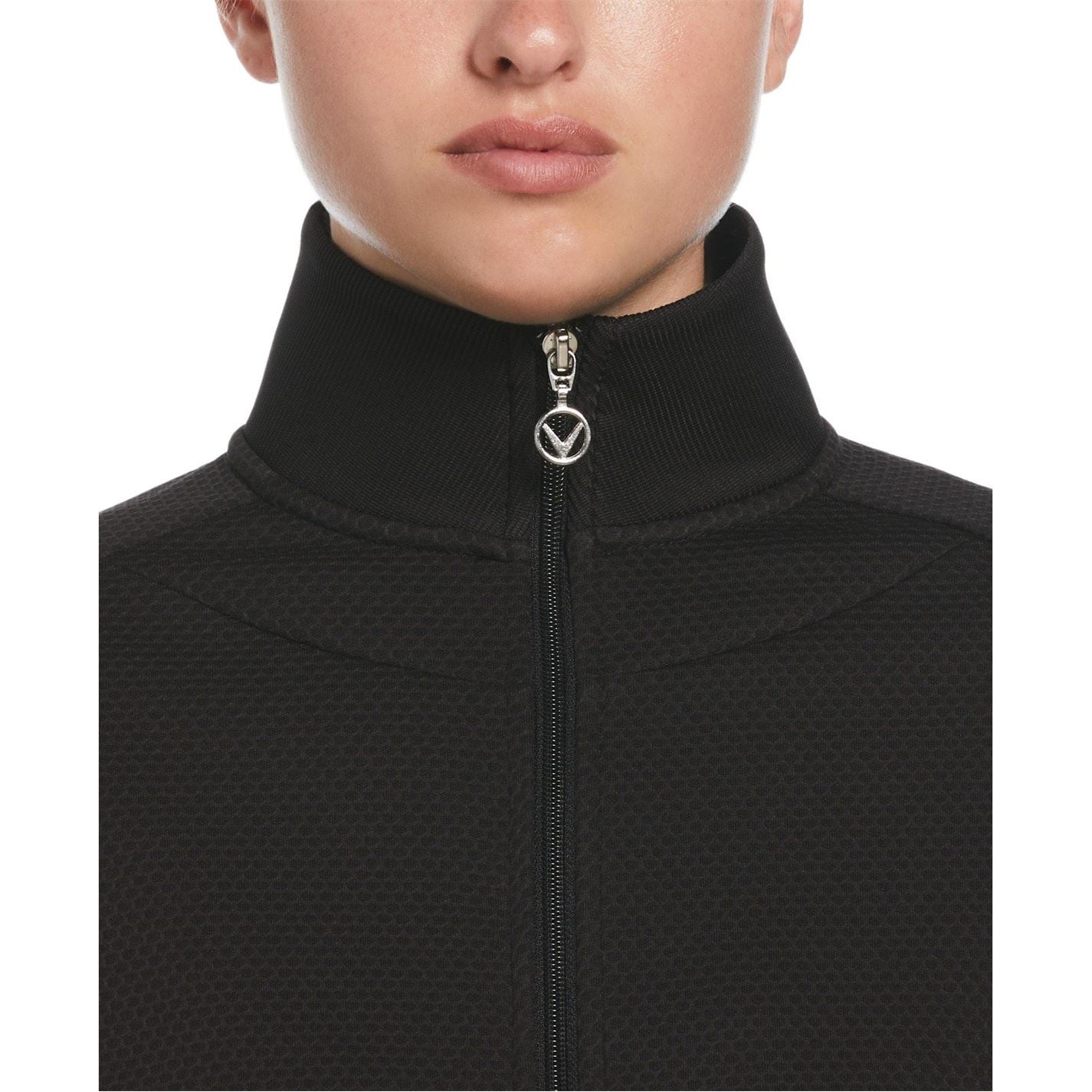 Callaway Full Zipper Solid Patterned Jacket