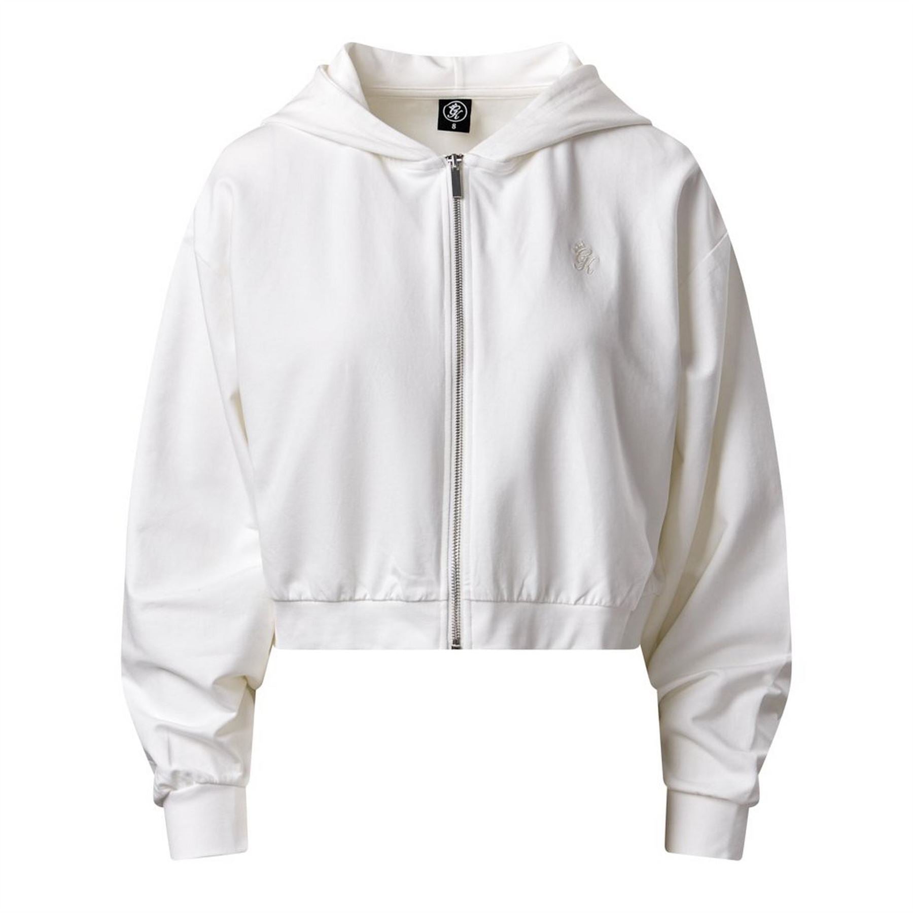 Gym King King Victory Loopback Full Zip Crop Hood   Cream