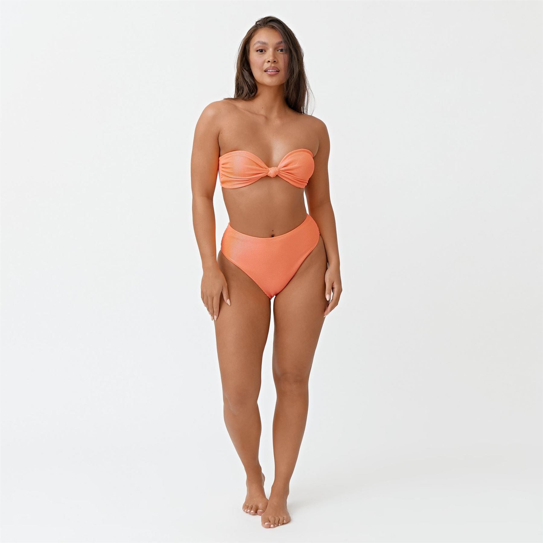Be You Textured High Waisted Bikini Bottoms