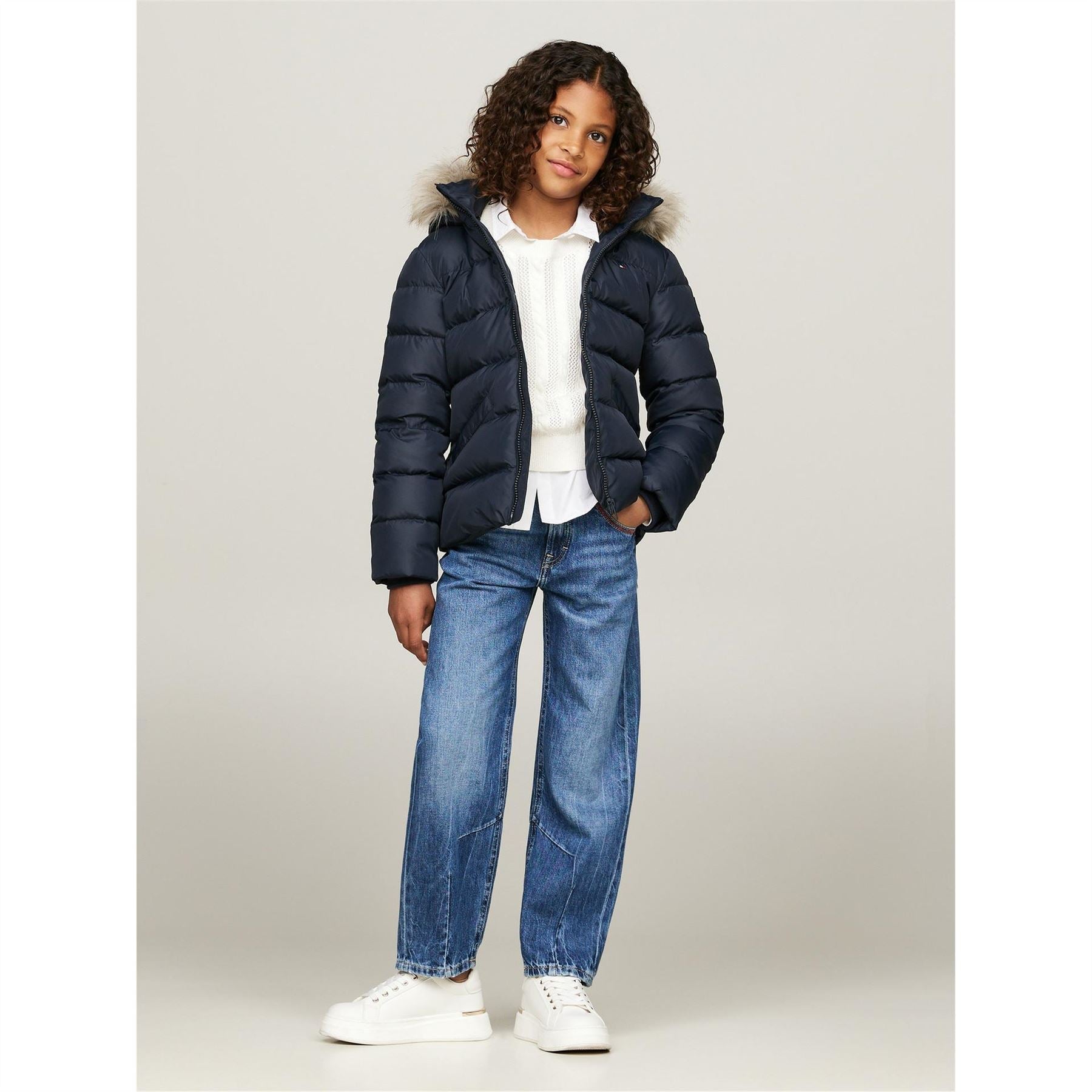 Tommy Hilfiger Faux Fur Hood Short Puffer Jacket
