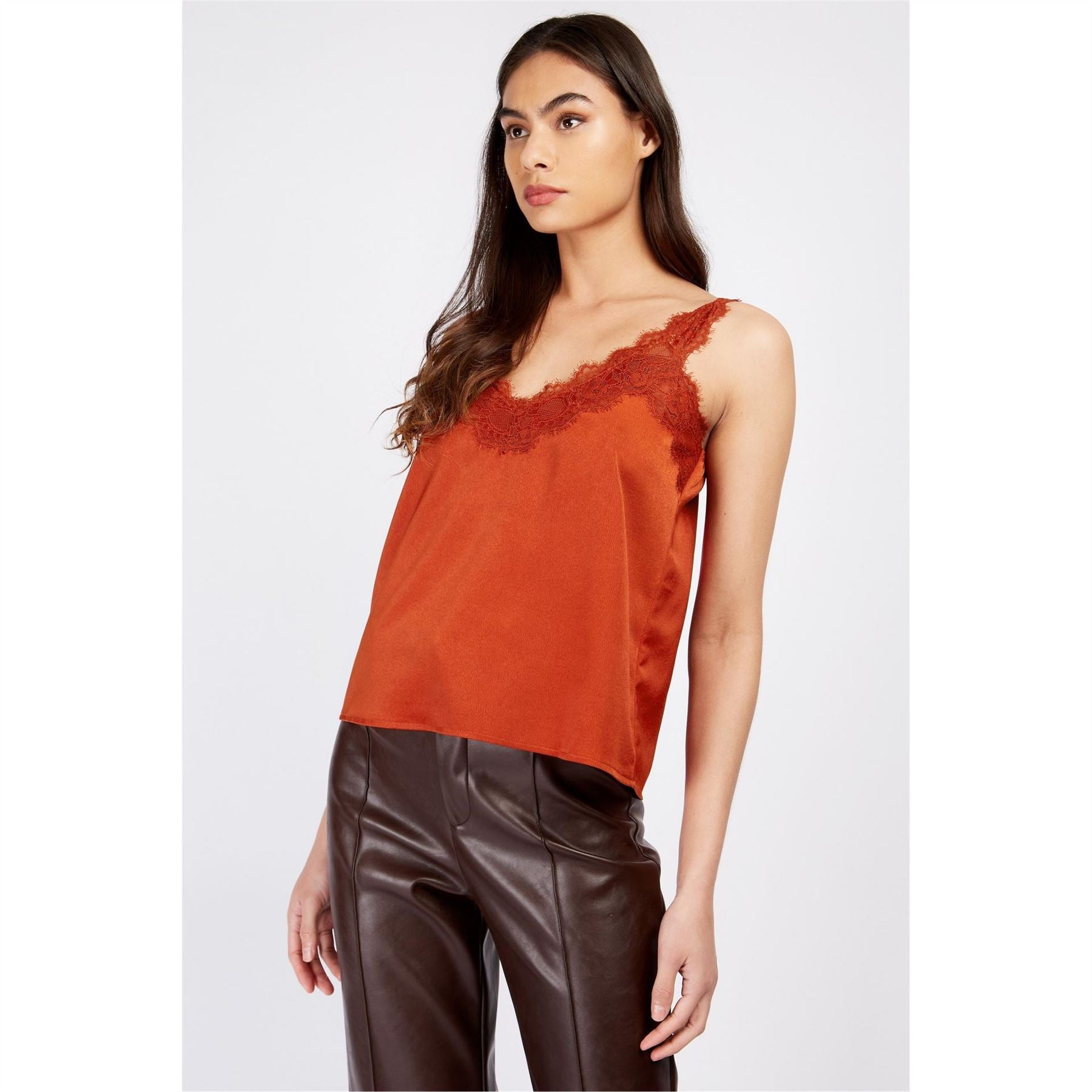 Little Mistress Lace Trim Camisole Top