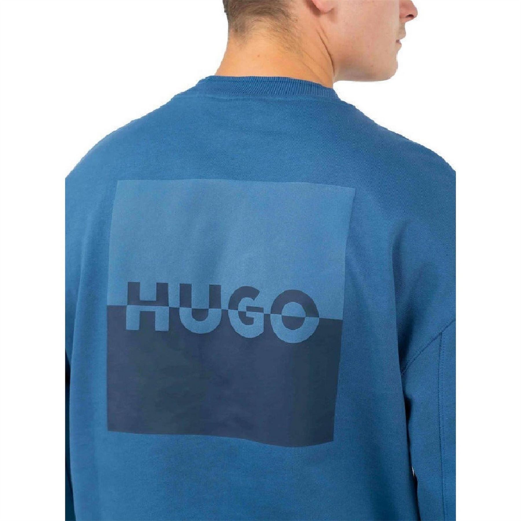Hugo Box Print Crew Neck Ribbed Collar Long Sleeve Sweatshirt