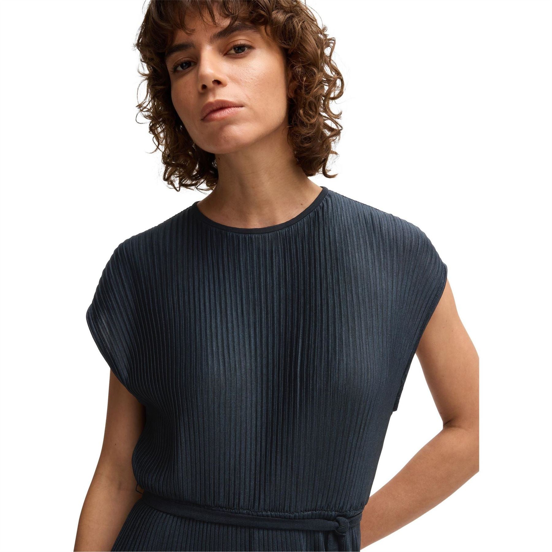 Boss Emaura Crew Neck Short Sleeve Midi Dress