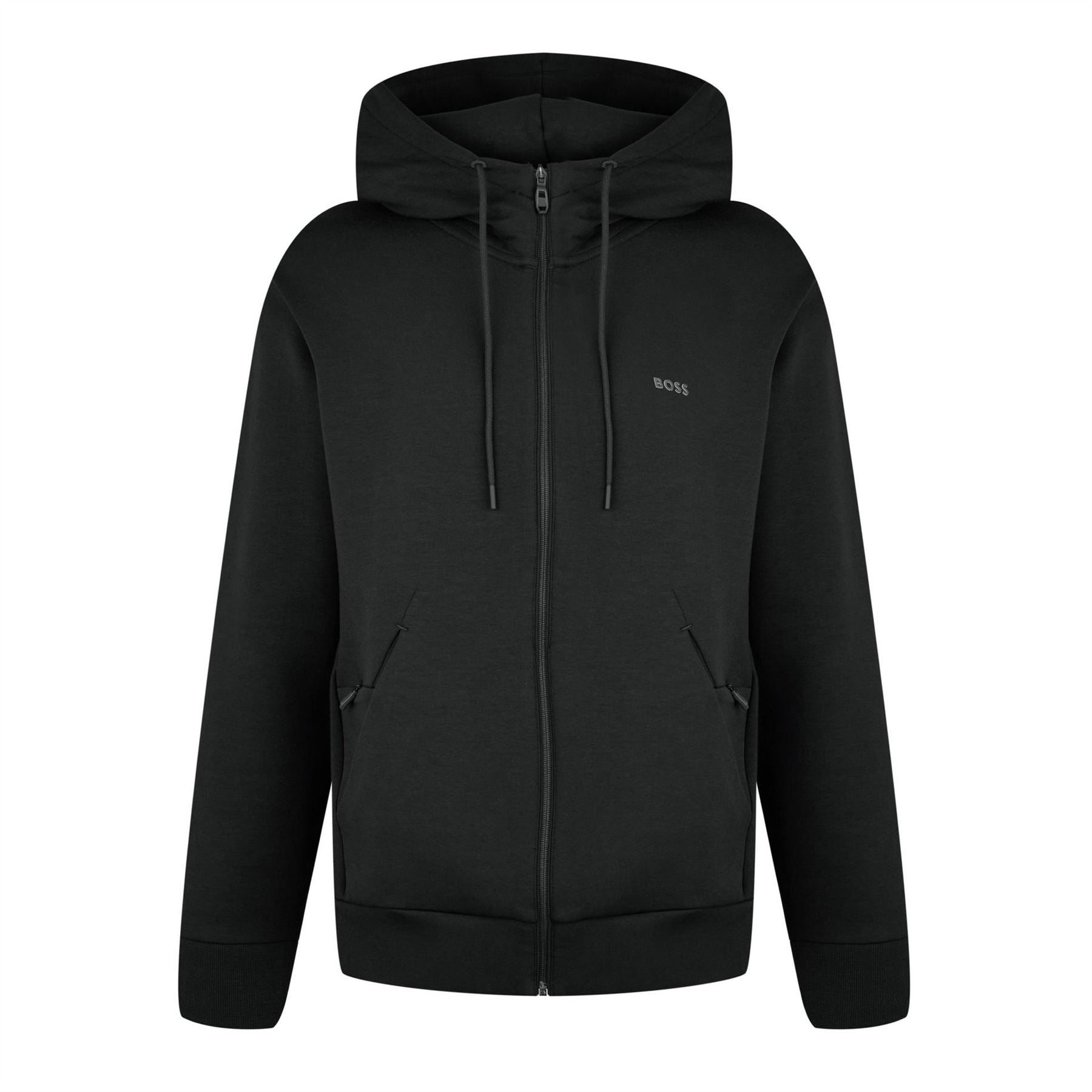Boss BOSS GREEN Full Zip Hoodie with Adjustable Drawstring Hood   Streamlined Design