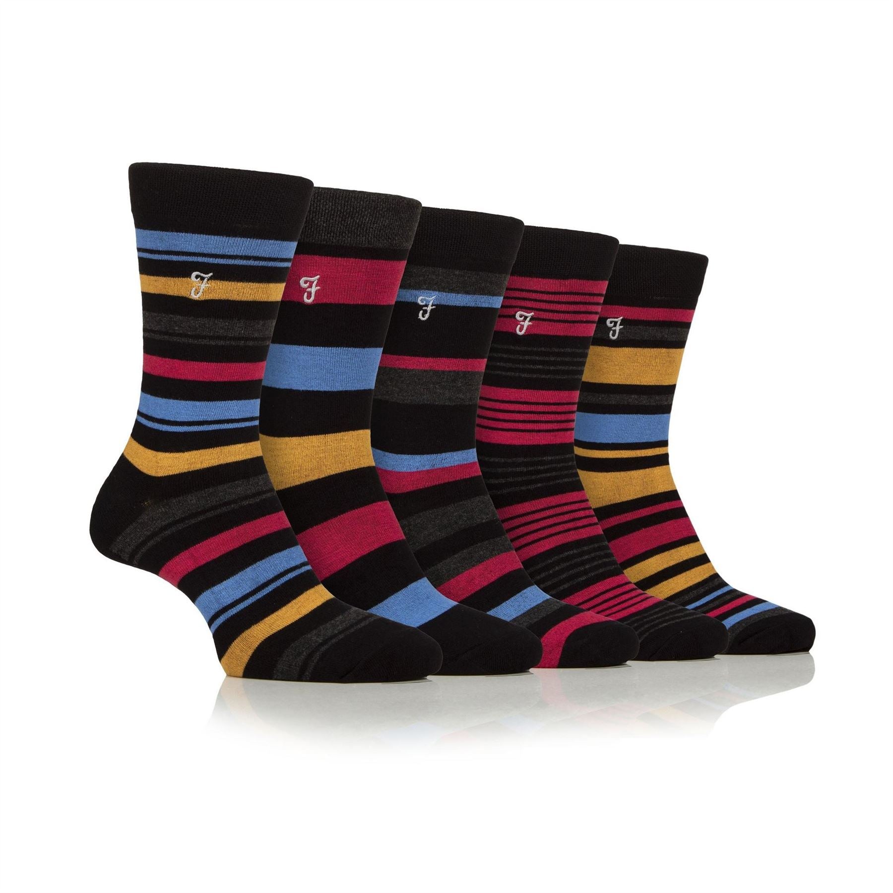 Farah 5 Pack Stripe Crew Socks