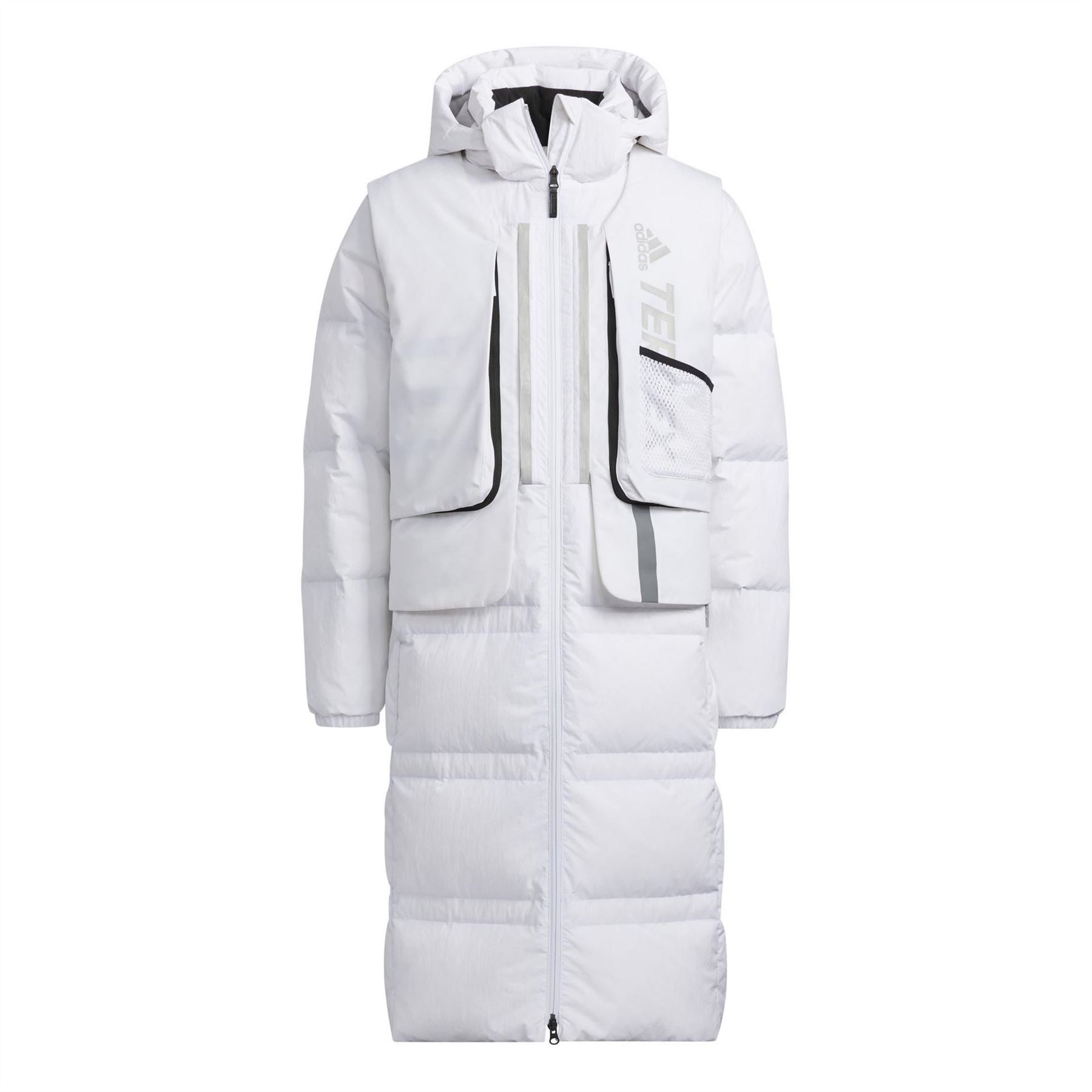 adidas Long Goose Down Detachable Hood Down Jacket