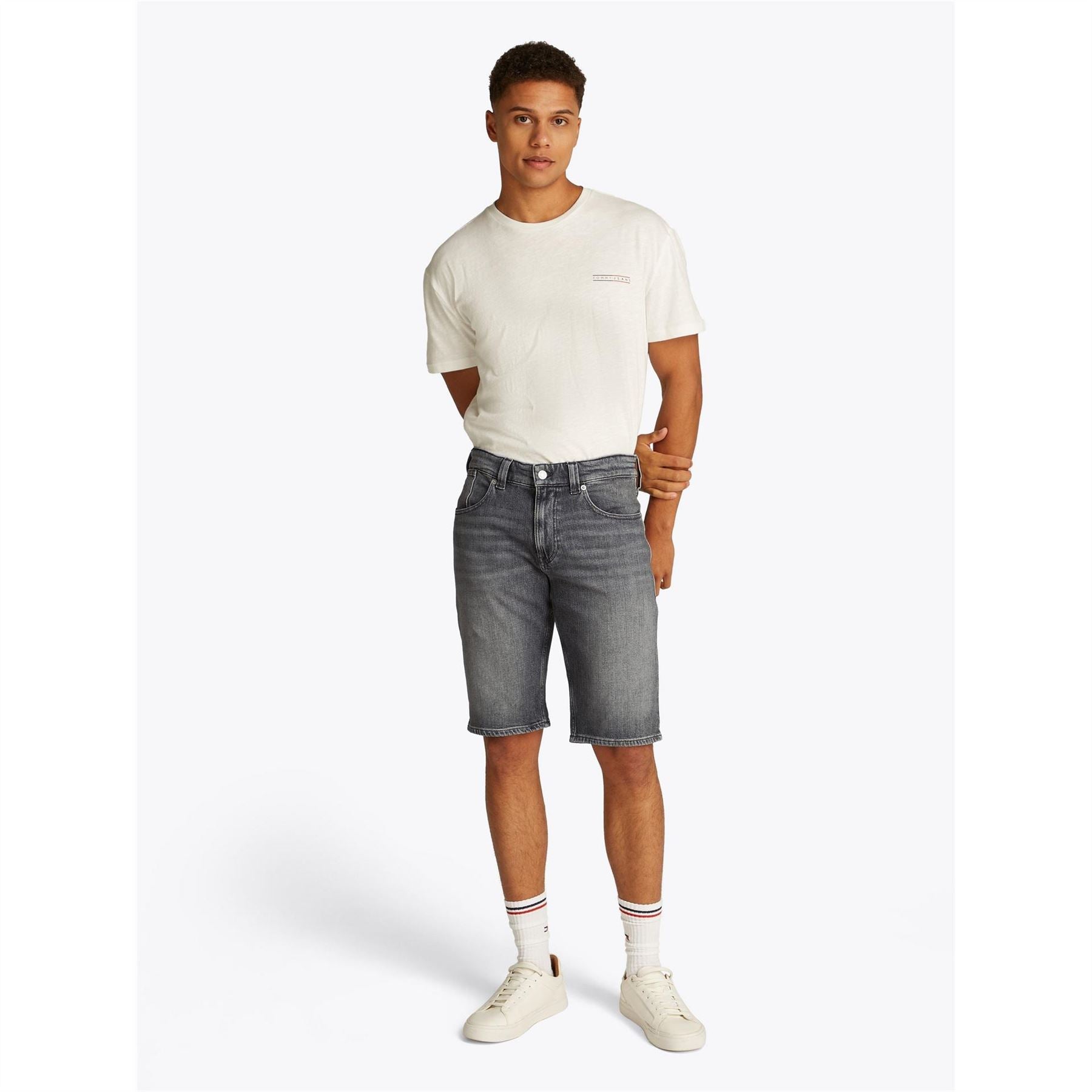 Tommy Jeans Denim Bermuda Shorts Solid Patterned