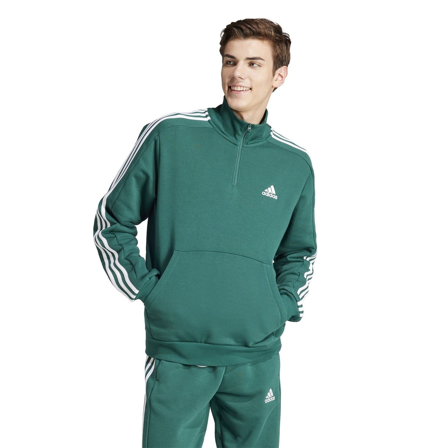 adidas Mens 3 Stripe Zip Top