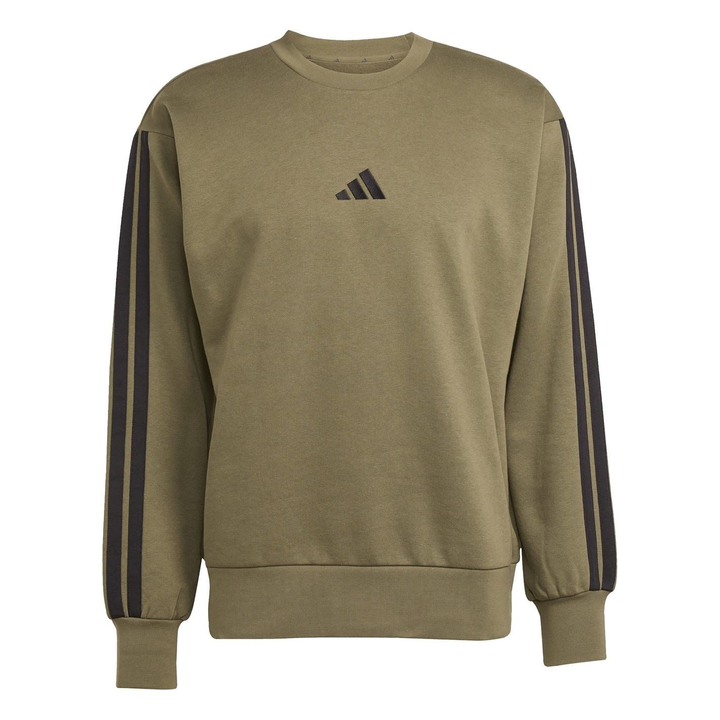 adidas Mens Essentials Crew 3 Stripes Pullover Sweatshirt