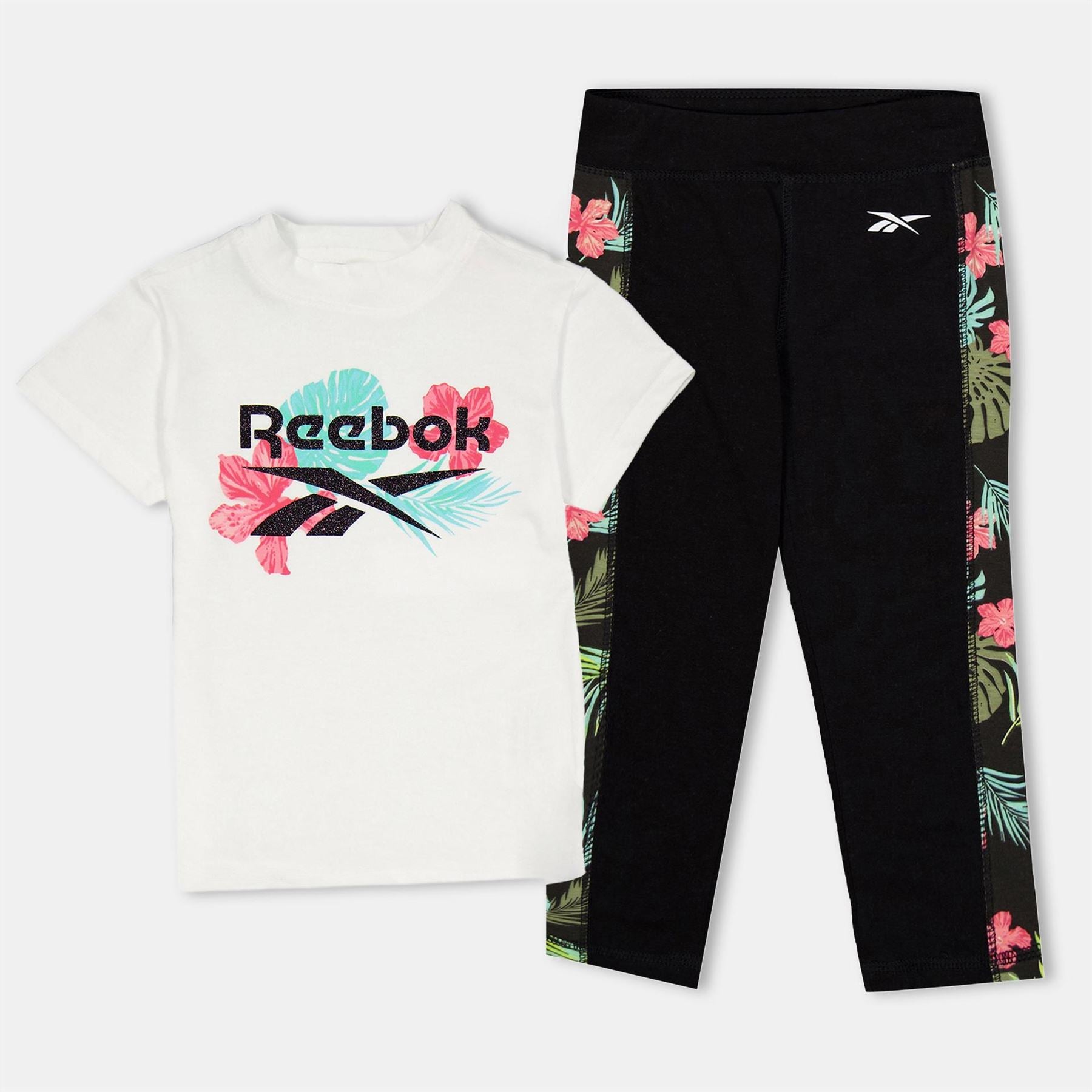 Reebok Crew Neck Short Sleeve T-Shirt Legging Coord Set