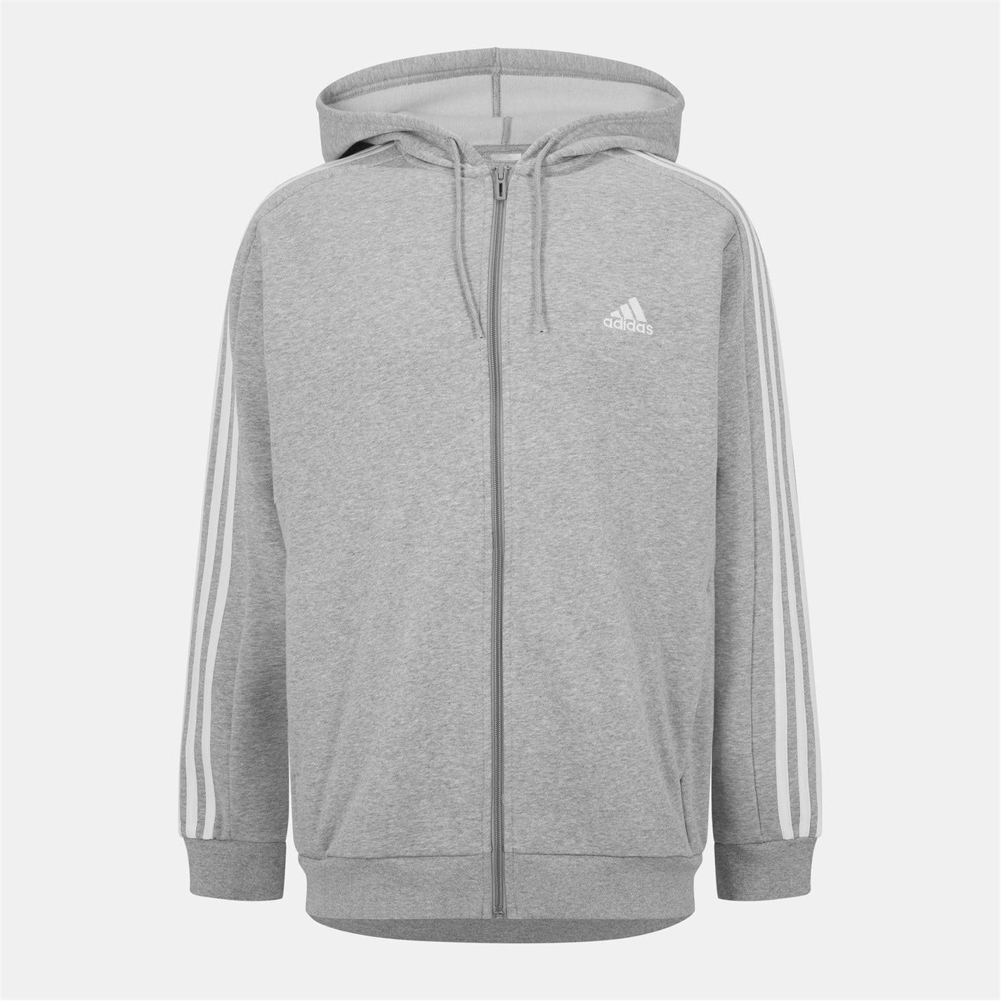 adidas Mens Essentials Fleece 3 Stripes Full Zip Hoodie