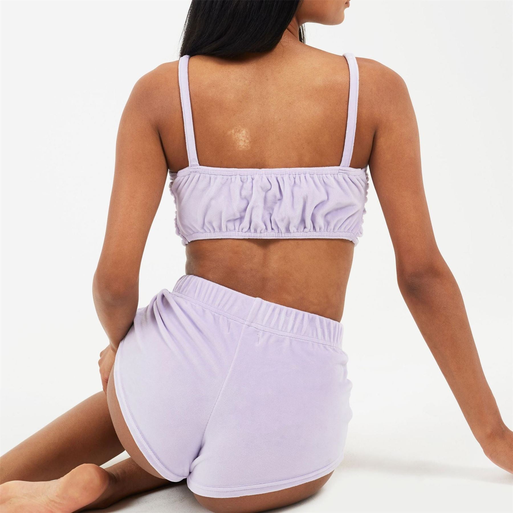 Brave Soul Womens Velour Braletter And Matching Shorts Lounge Set