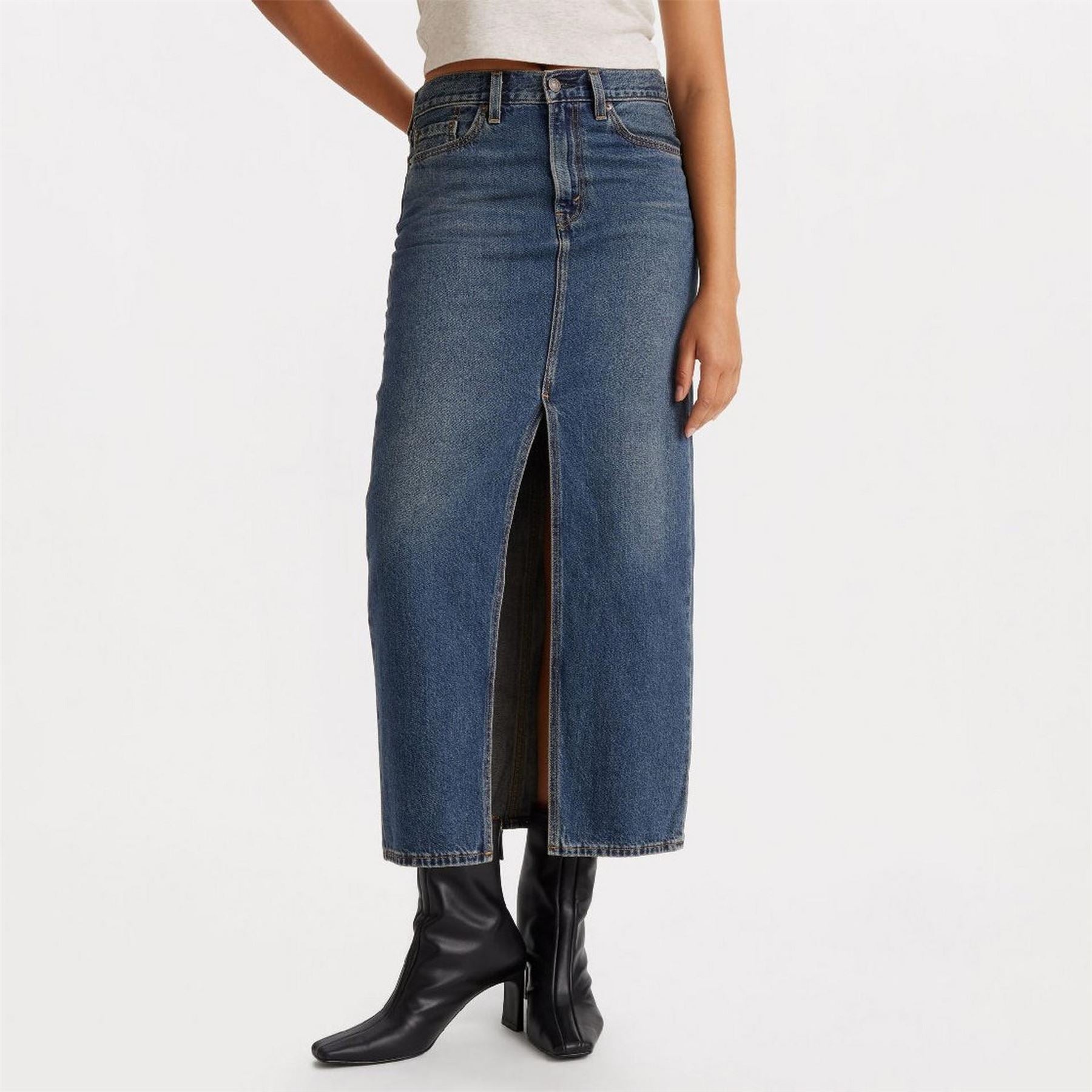 Levis Ankle Column Denim Skirt