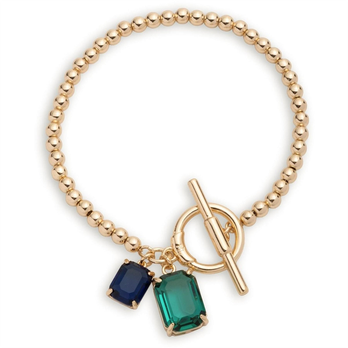 Lauren by Ralph Lauren Ralph Lauren Gold Tone Emerald  And  Blue Beaded Toggle Bracelet