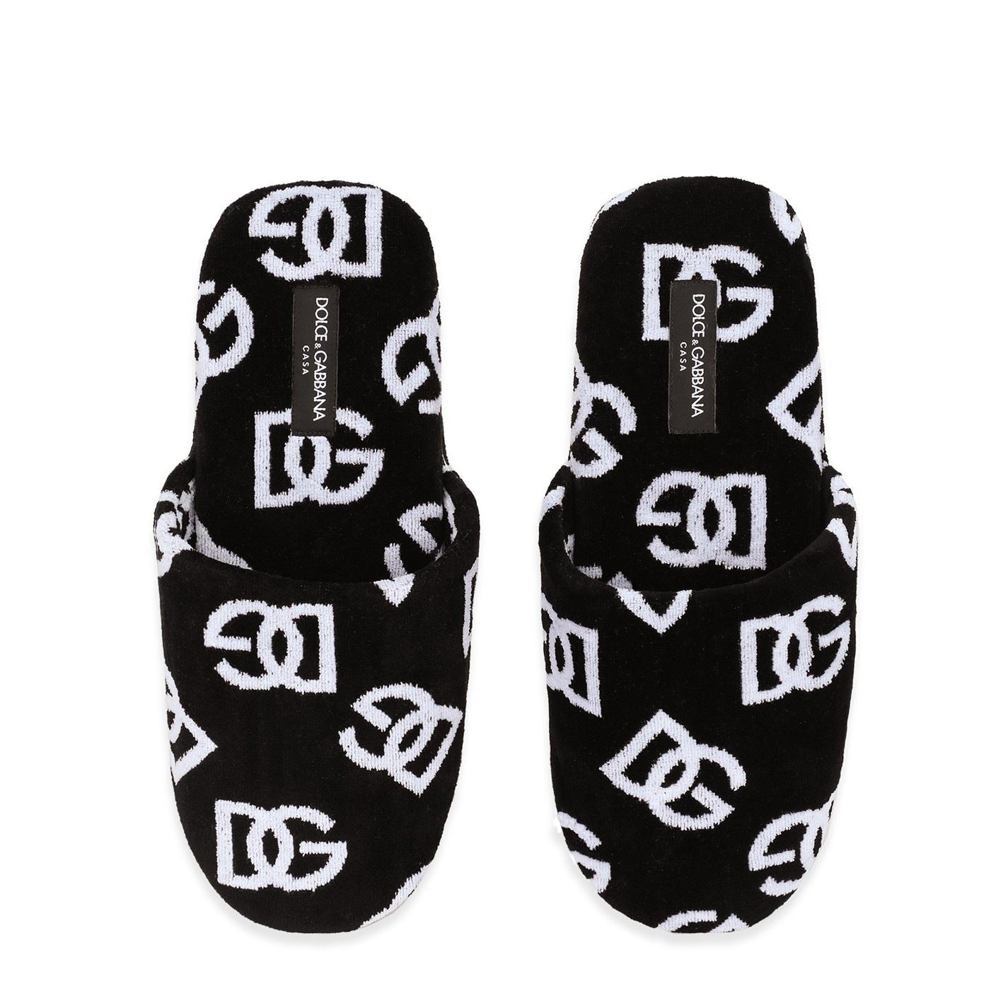 Dolce and Gabbana Casa And Gabbana Jacquard Cotton Terry Slippers