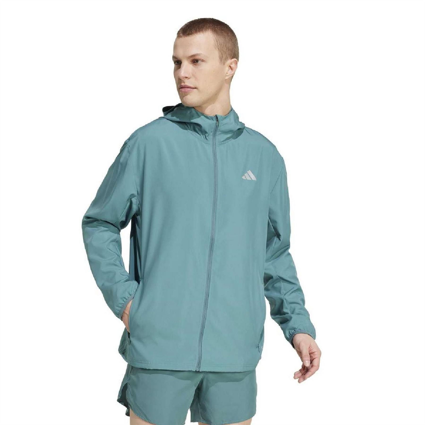 adidas Run It Full Zip Aeroready Hooded Long Sleeve Running Jacket