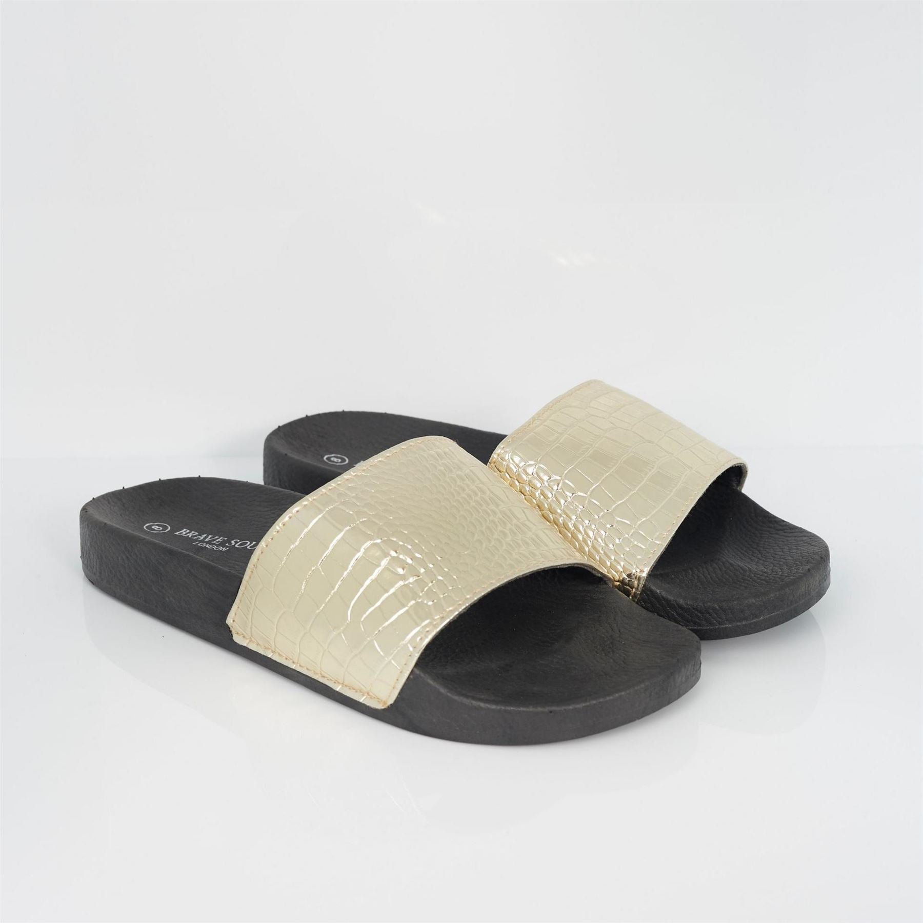 Brave Soul Mens Metallic Crocodile Strap Slider