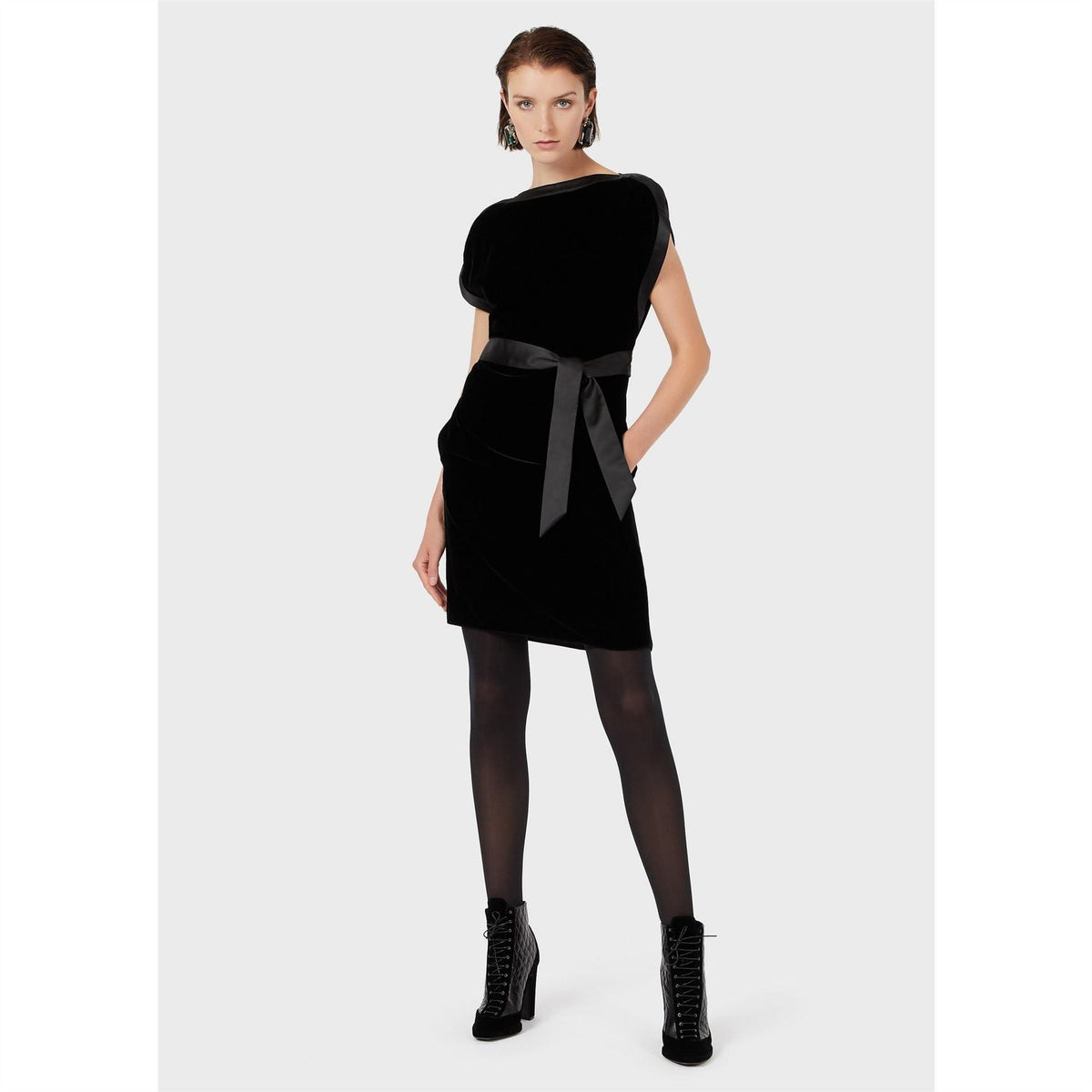 Emporio Armani Boat Neck Mini Bodycon Dress
