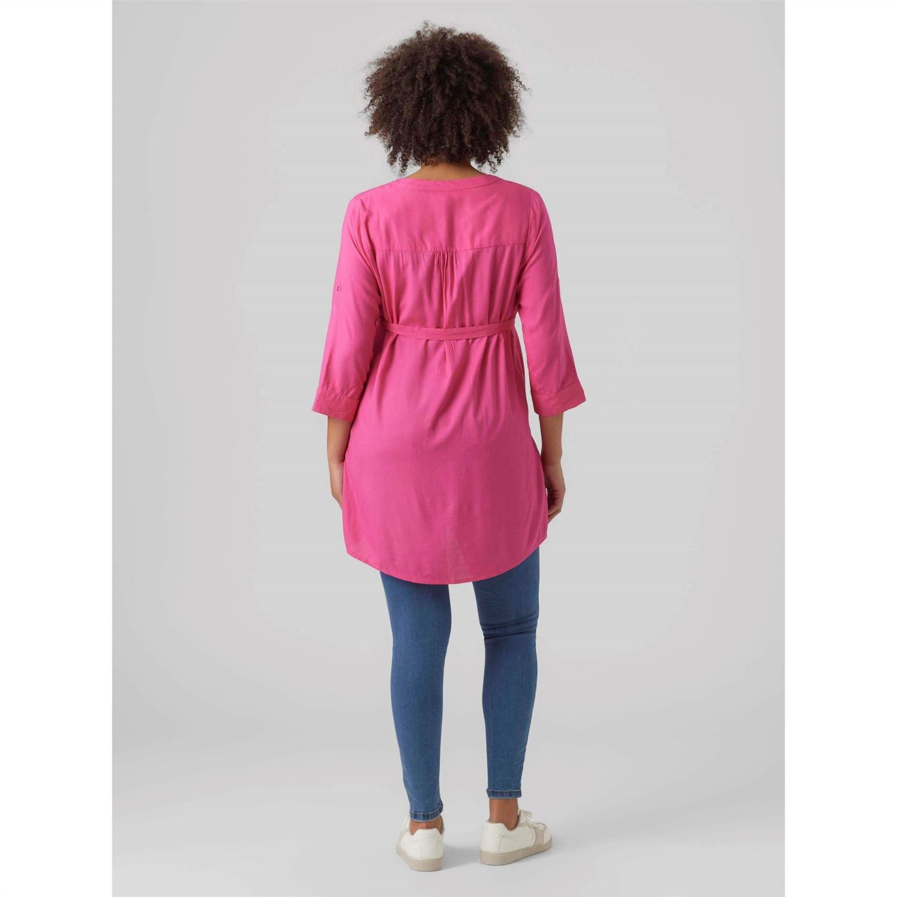 Mamalicious Mlmercy Notched Neck Band Collar Three Quarter Sleeve Tunic